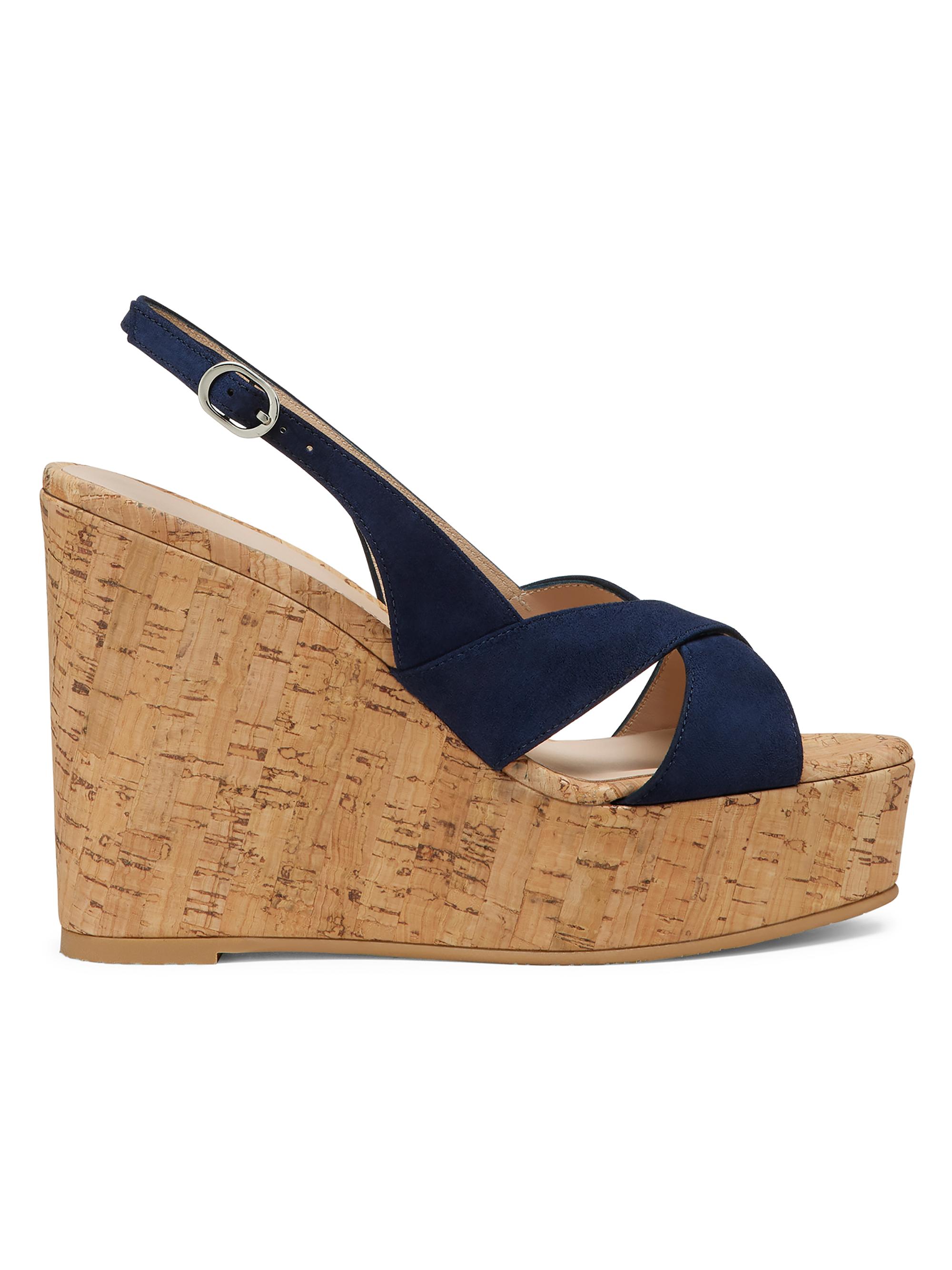Stuart Weitzman Women's Dayna 100MM Slingback Suede Sandals - Nice Blue