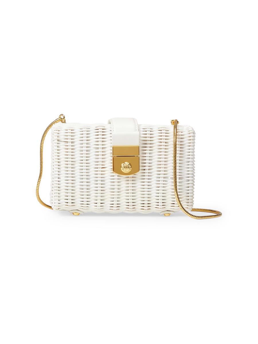 Veronica Beard Lock Box Rattan & Leather Clutch | Saks Fifth Avenue