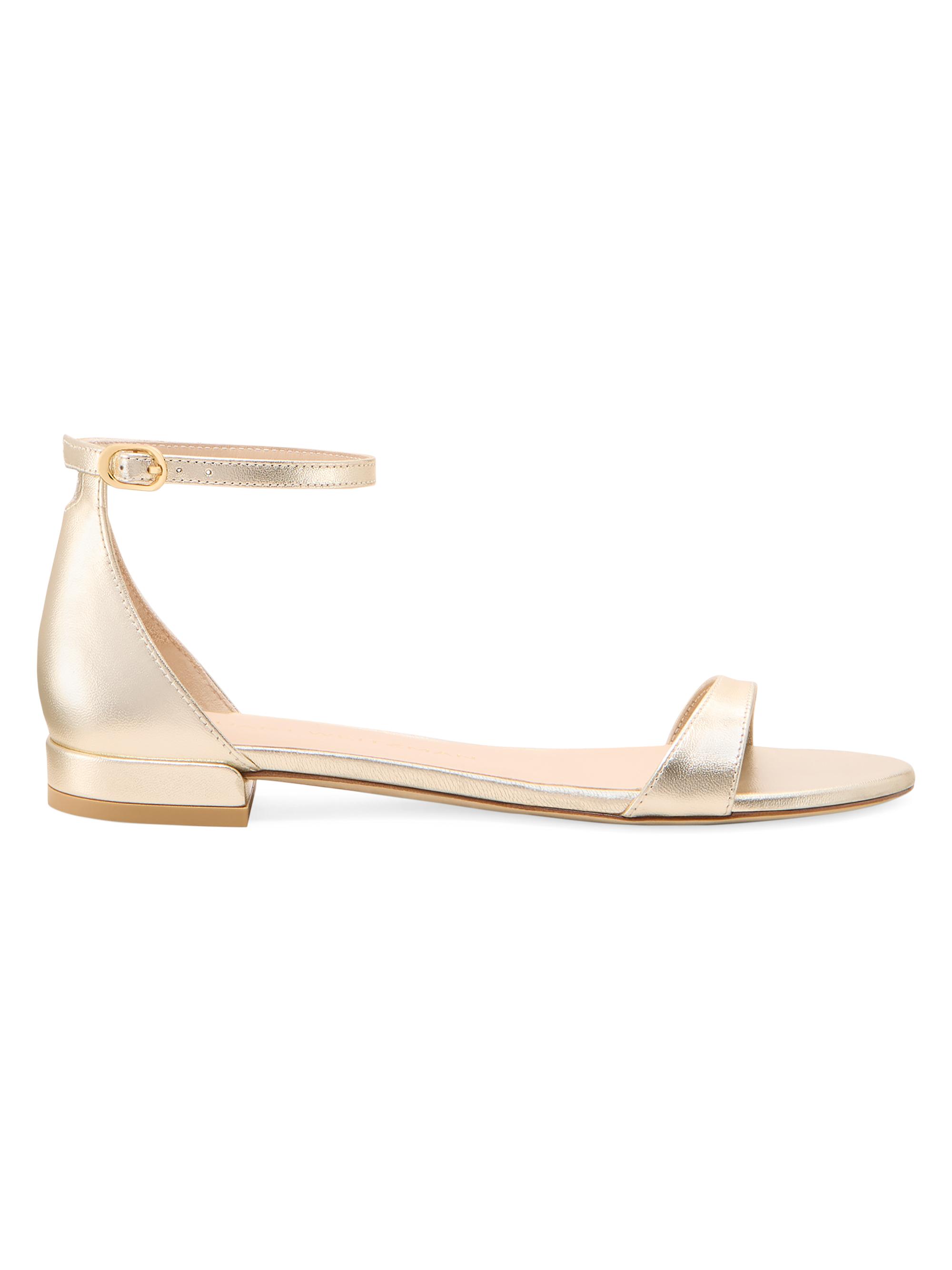 Stuart Weitzman Women's Nudist Metallic Leather Sandals - Light Gold