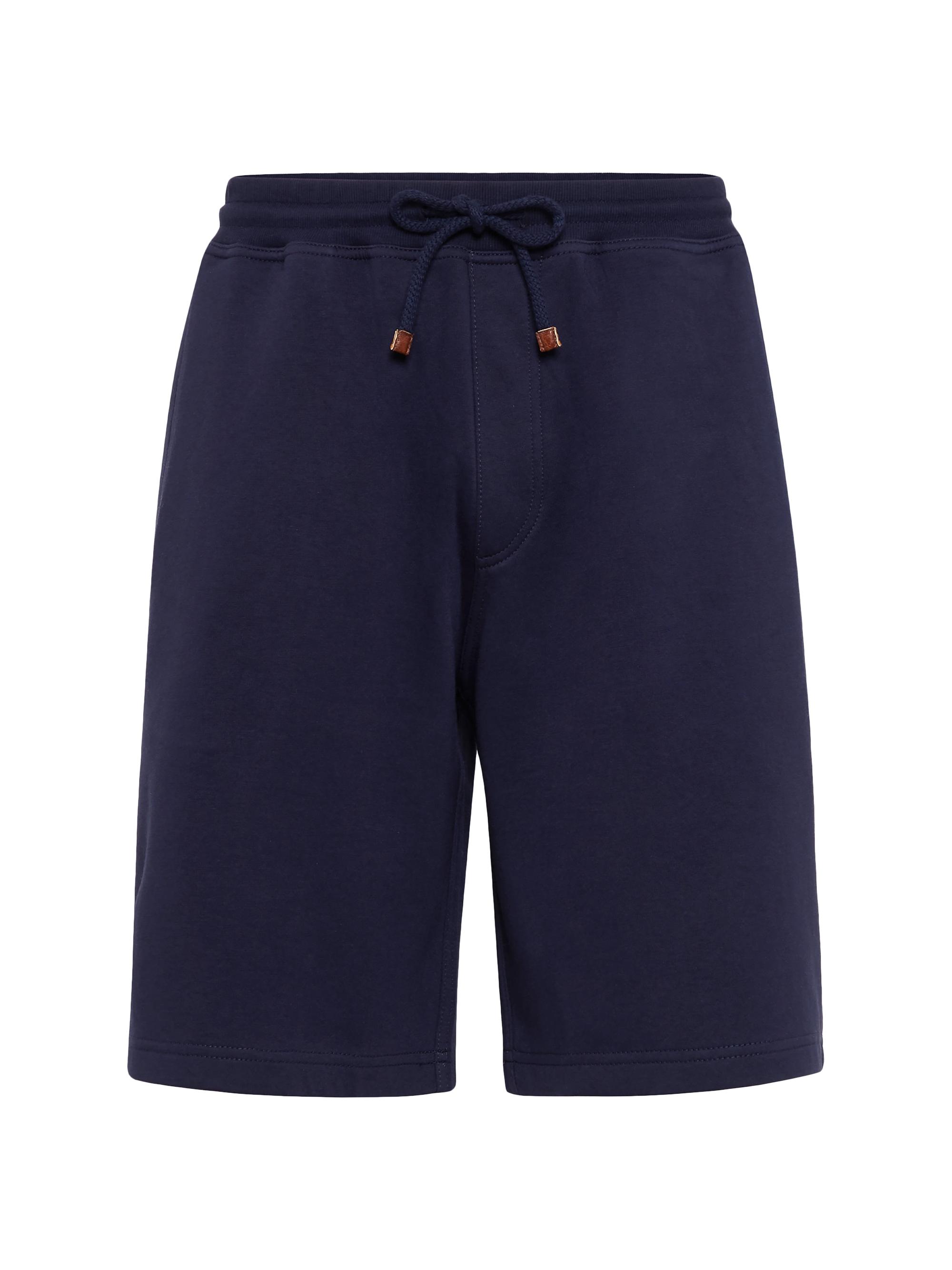 Brunello Cucinelli Men's Techno Cotton French Terry Shorts with Piping - Cobalt