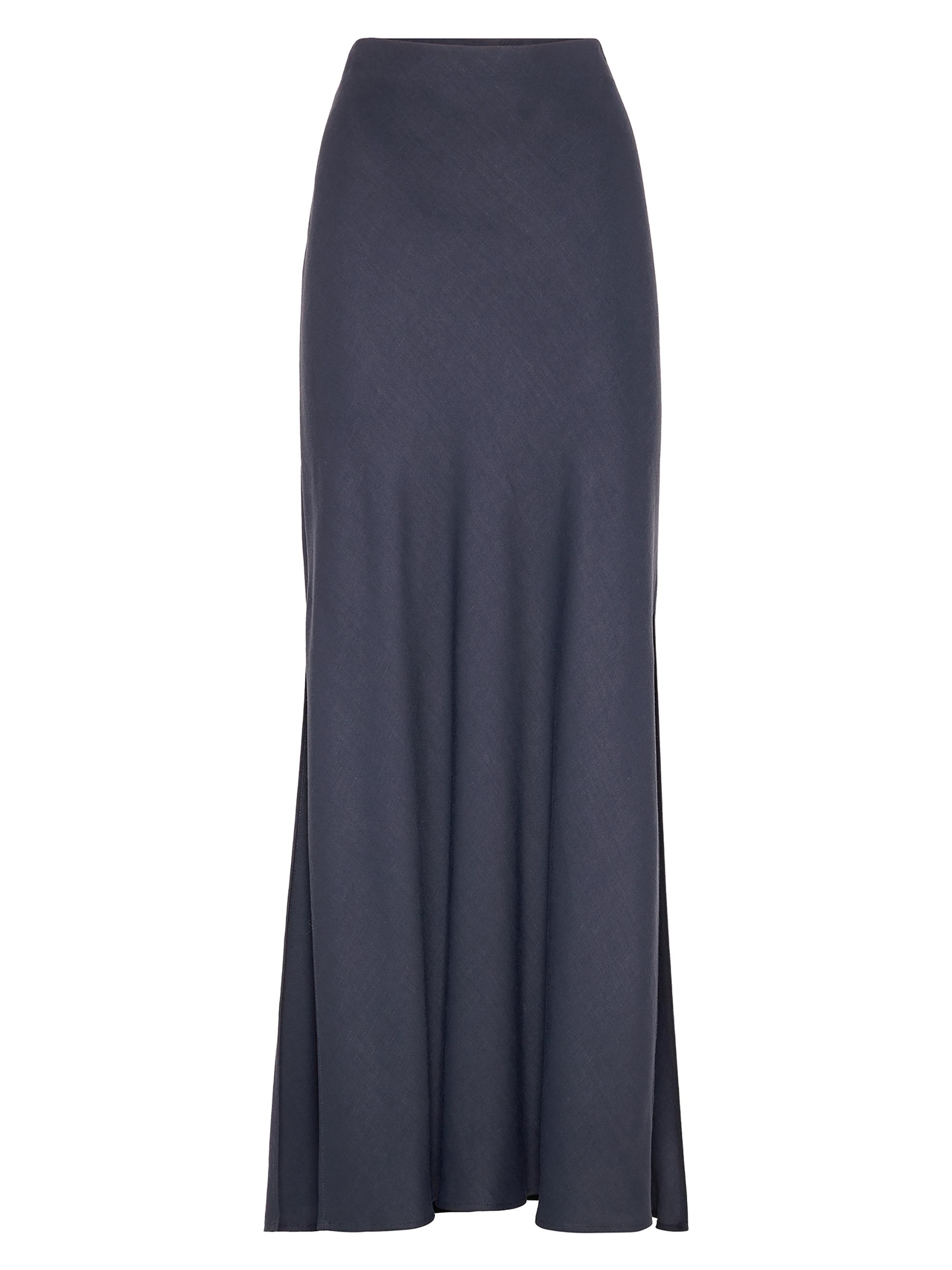 Brunello Cucinelli Women's Viscose and Linen Twill Fluid Bias Cut Skirt - Black