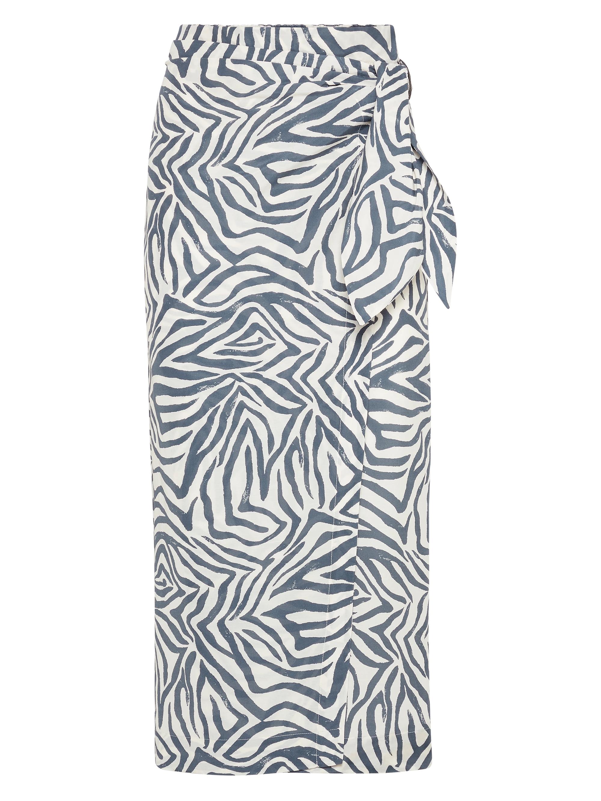 Brunello Cucinelli Women's Cotton and Silk Ethnic Print Poplin Sarong Skirt - Marine Blue