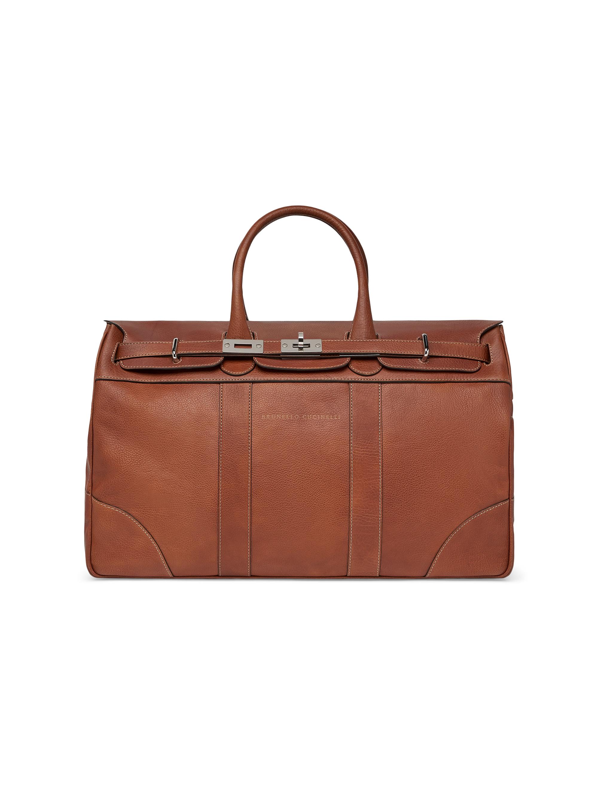 Brunello Cucinelli Men's Grained Calfskin Country Bag - Copper