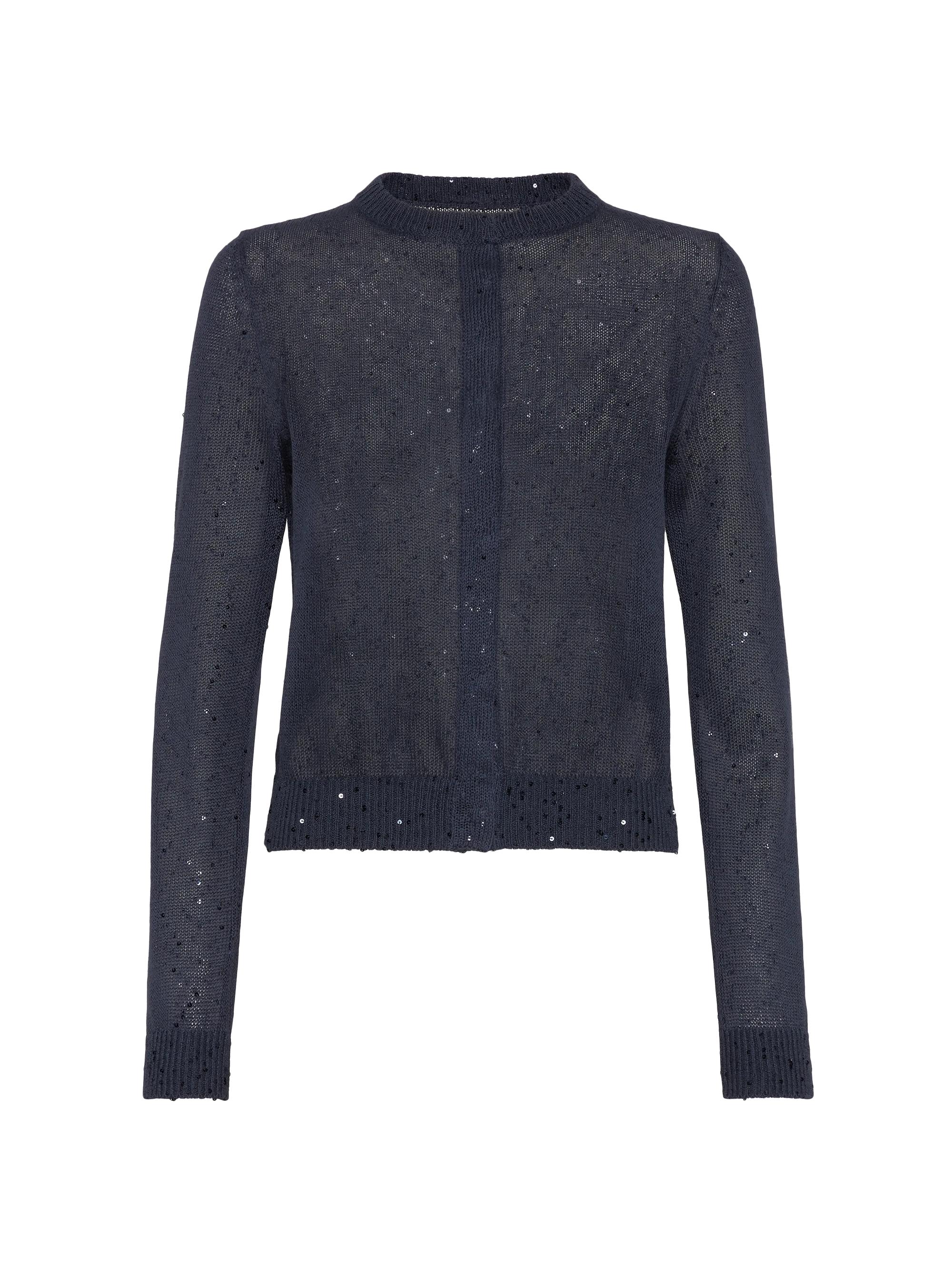 Brunello Cucinelli Women's Linen and Silk Diamond Yarn Cardigan - Moonlight