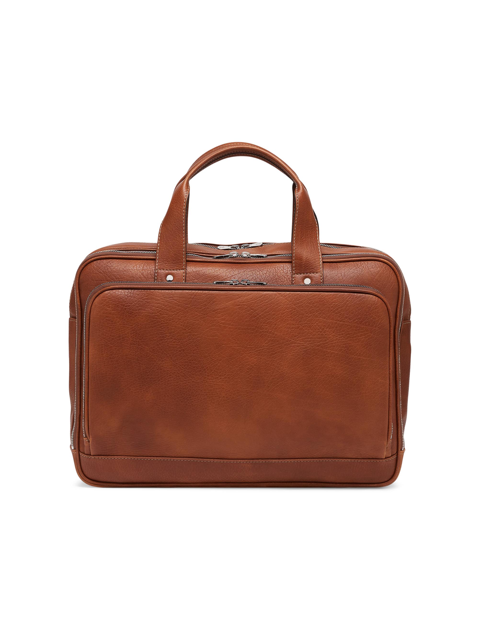 Brunello Cucinelli Men's Grained Calfskin Briefcase - Copper