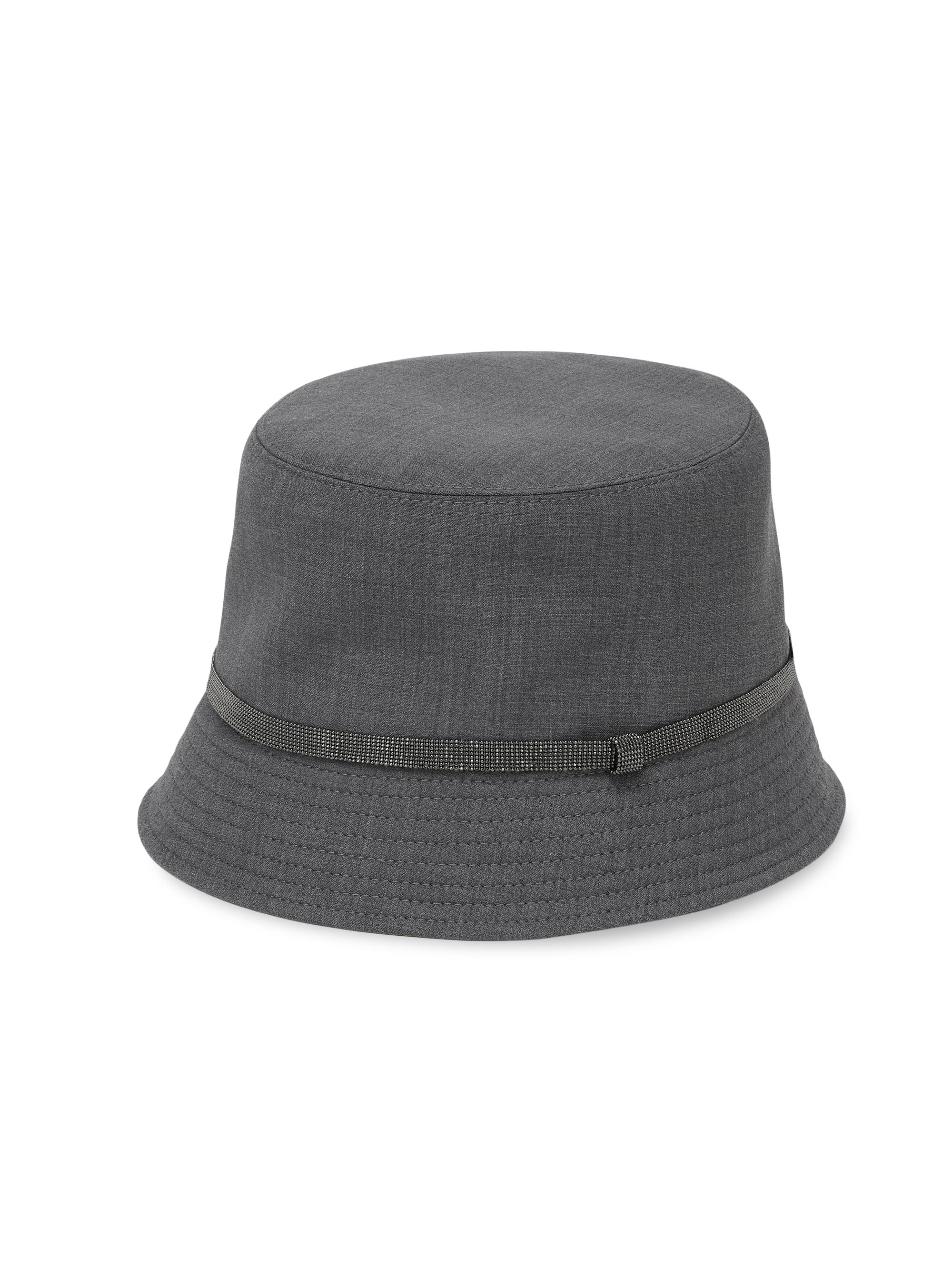 Brunello Cucinelli Women's Tropical Luxury Wool Bucket Hat with Shiny Band - Lignite