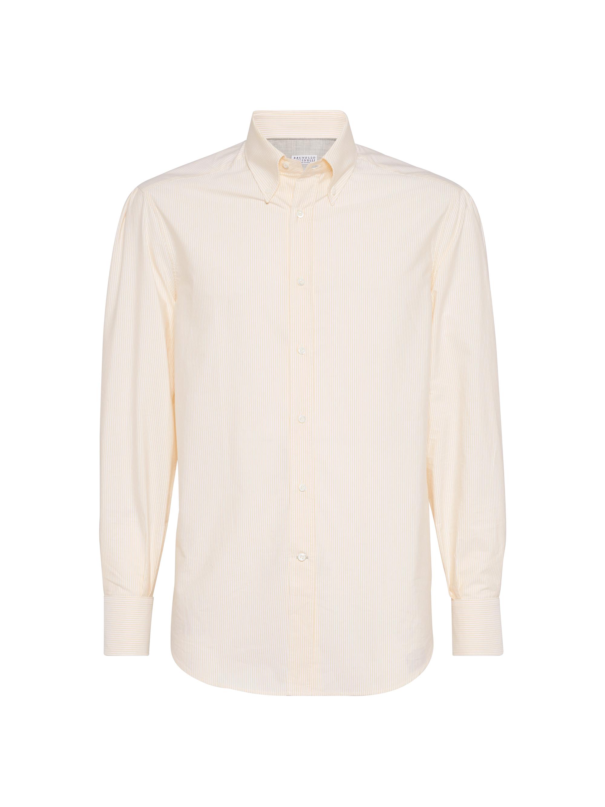 Brunello Cucinelli Men's Striped Poplin Basic Fit Shirt - Melon