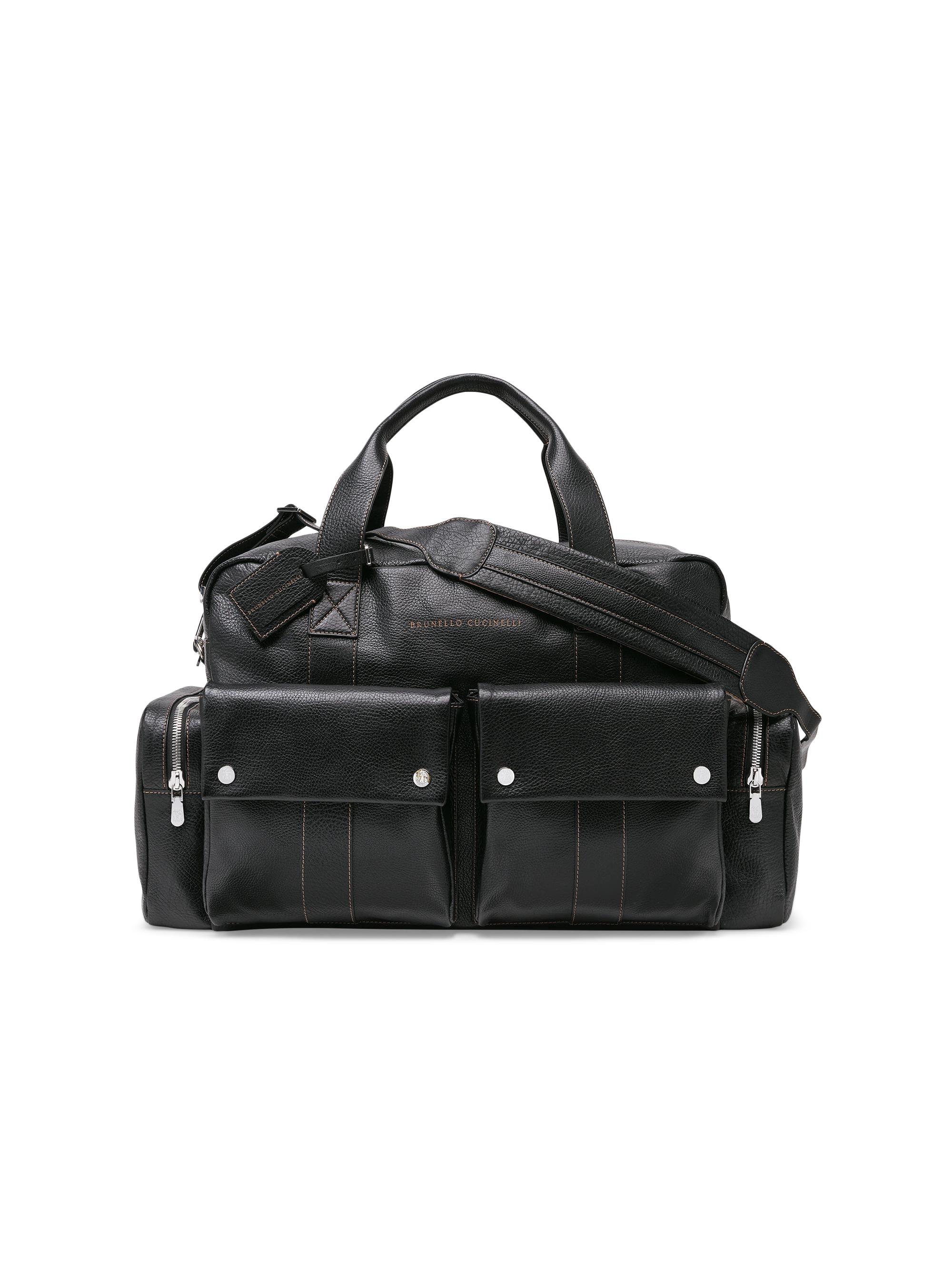 Brunello Cucinelli Men's Grained Calfskin Leisure Bag - Copper