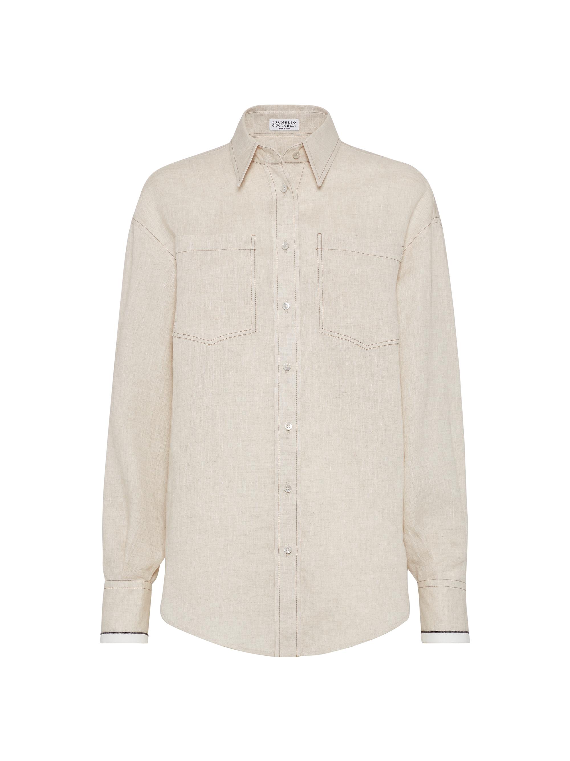 Brunello Cucinelli Women's Linen Shirt with Shiny Cuffs - Yuta