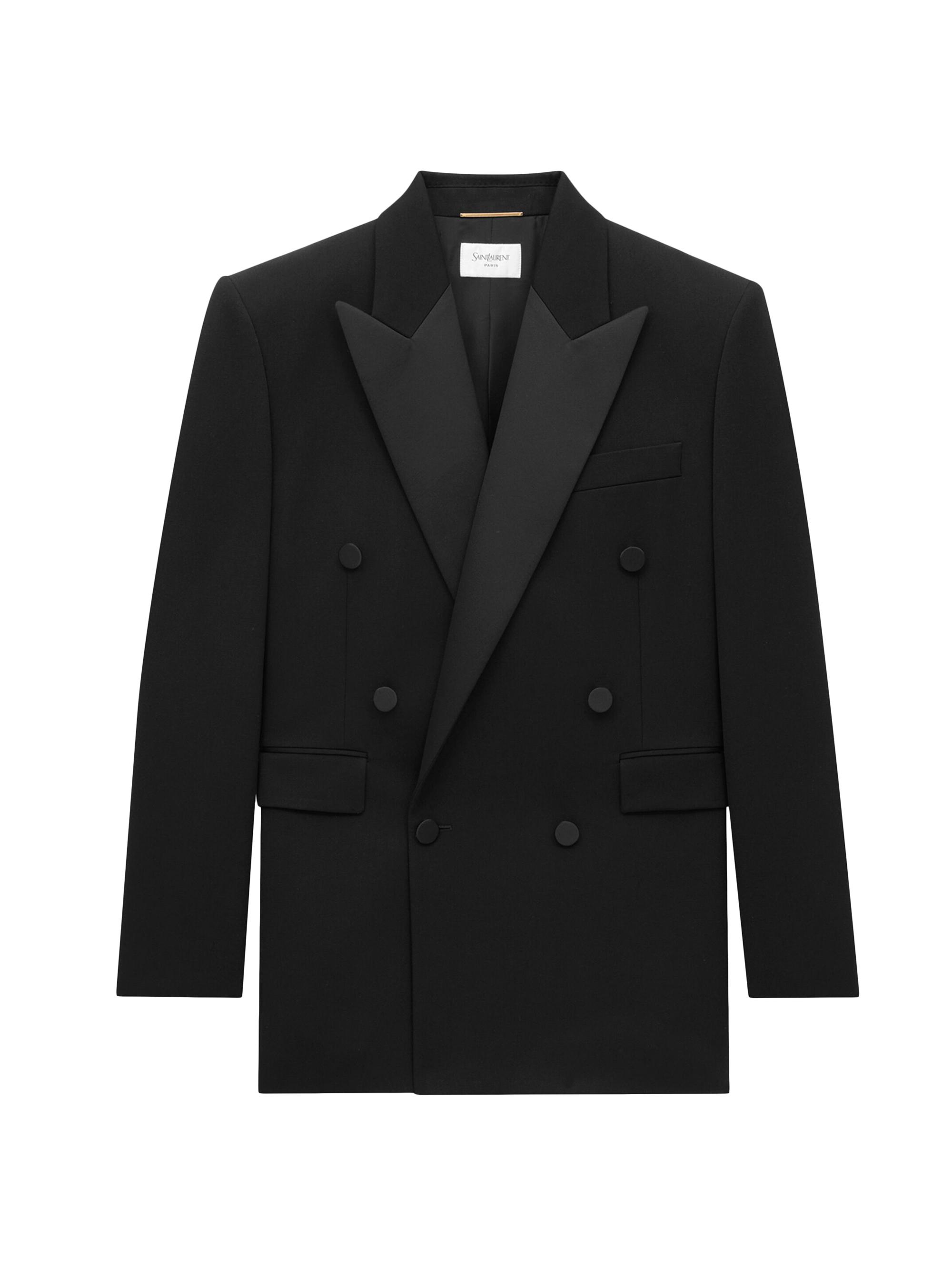 Saint Laurent Women's Tuxedo Jacket in Grain De Poudre - Black