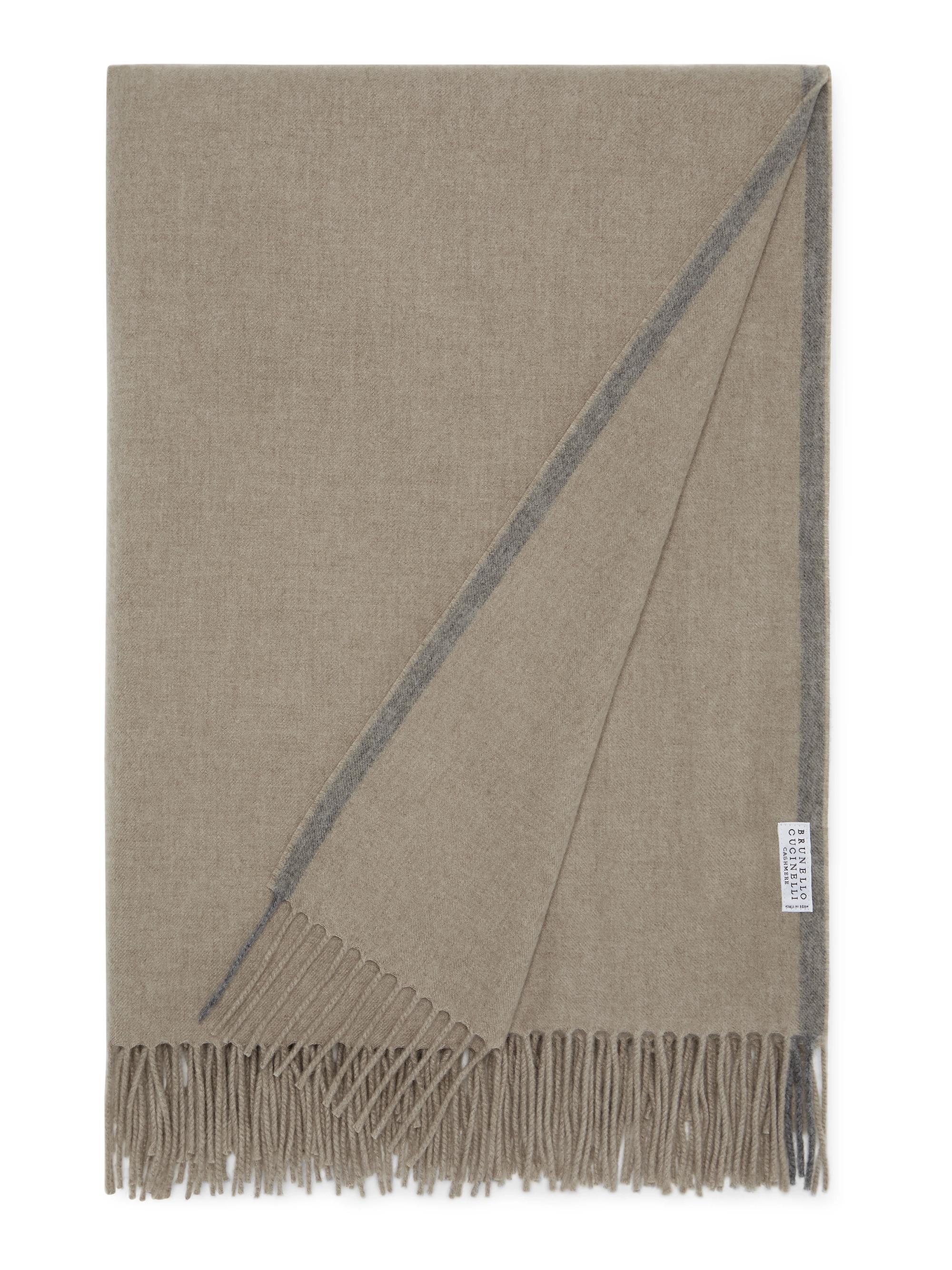 Brunello Cucinelli Cashmere Travel Throw with Selvedge and Fringe - Brown