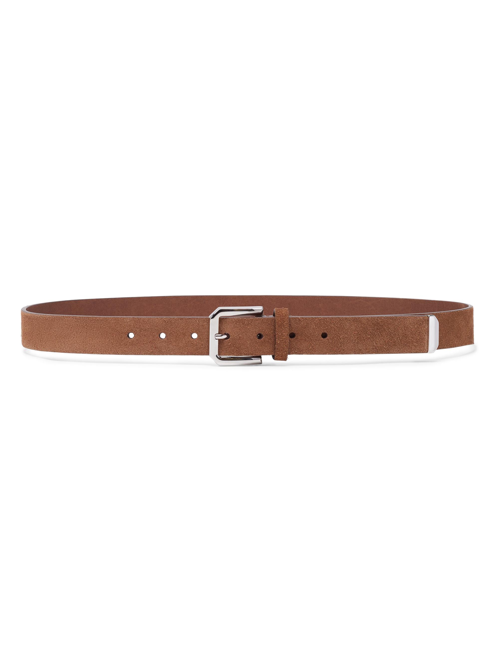 Brunello Cucinelli Men's Reversed Leather Belt with Square Buckle and Tip - Brown