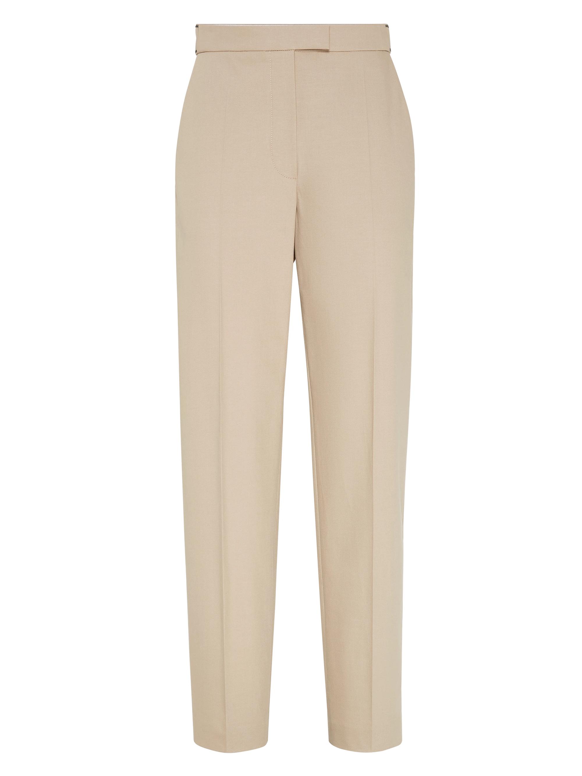 Brunello Cucinelli Women's Stretch Twisted High Waist Cigarette Trousers - Beige
