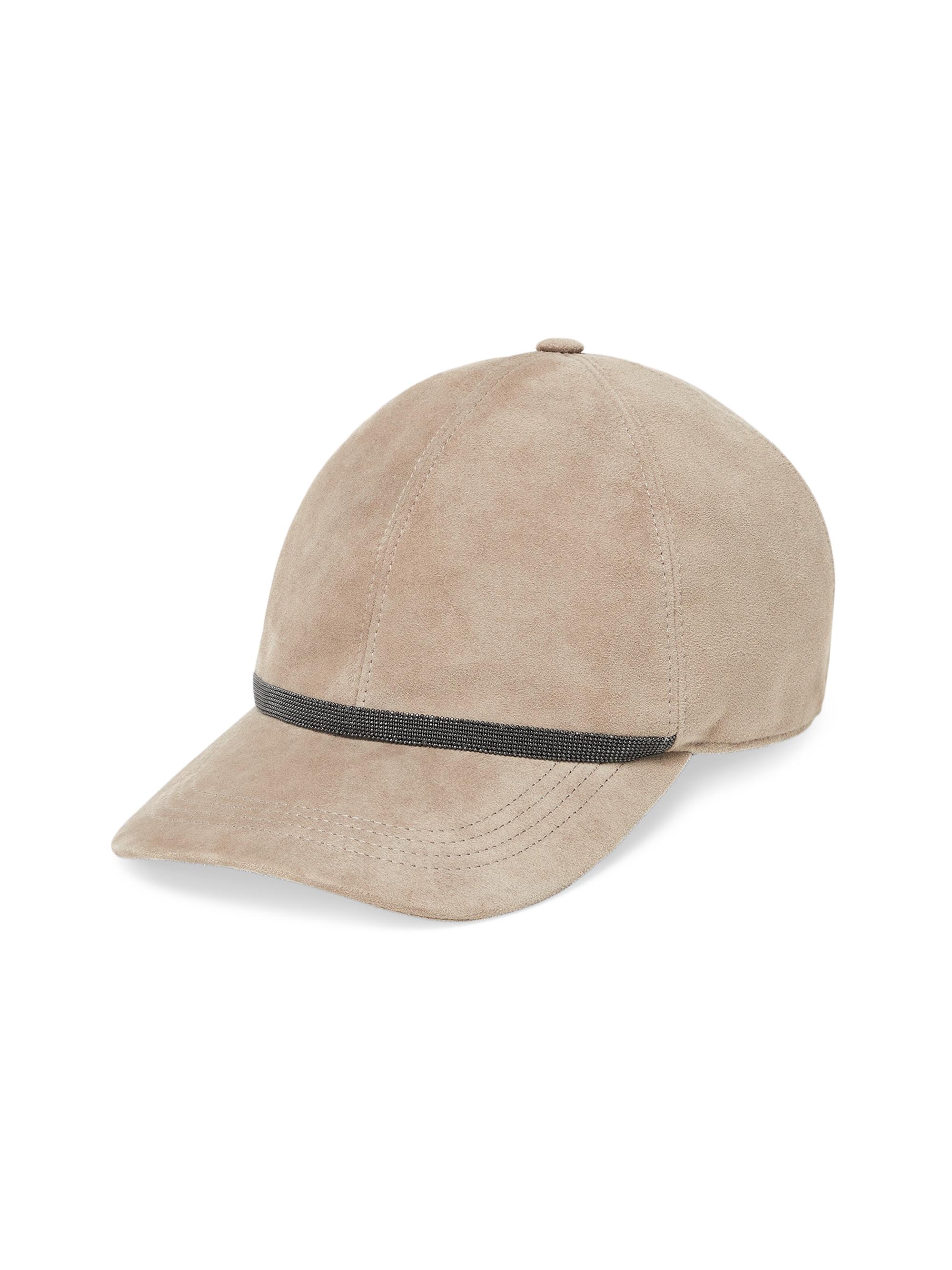 Brunello Cucinelli Women's Suede Baseball Cap with Shiny Trim - Anthracite