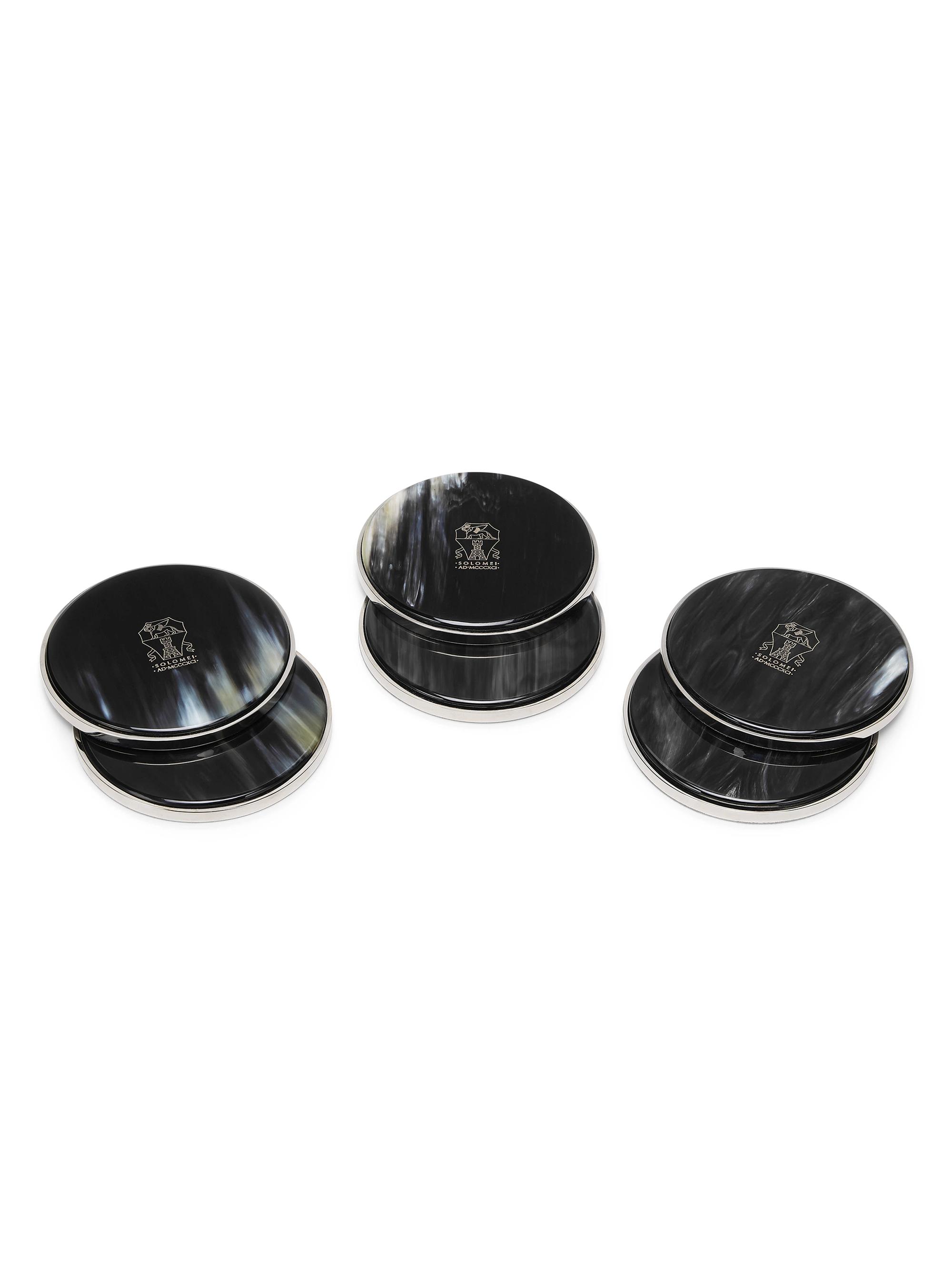 Brunello Cucinelli 6 Piece Buffalo Horn Coaster Set - Black