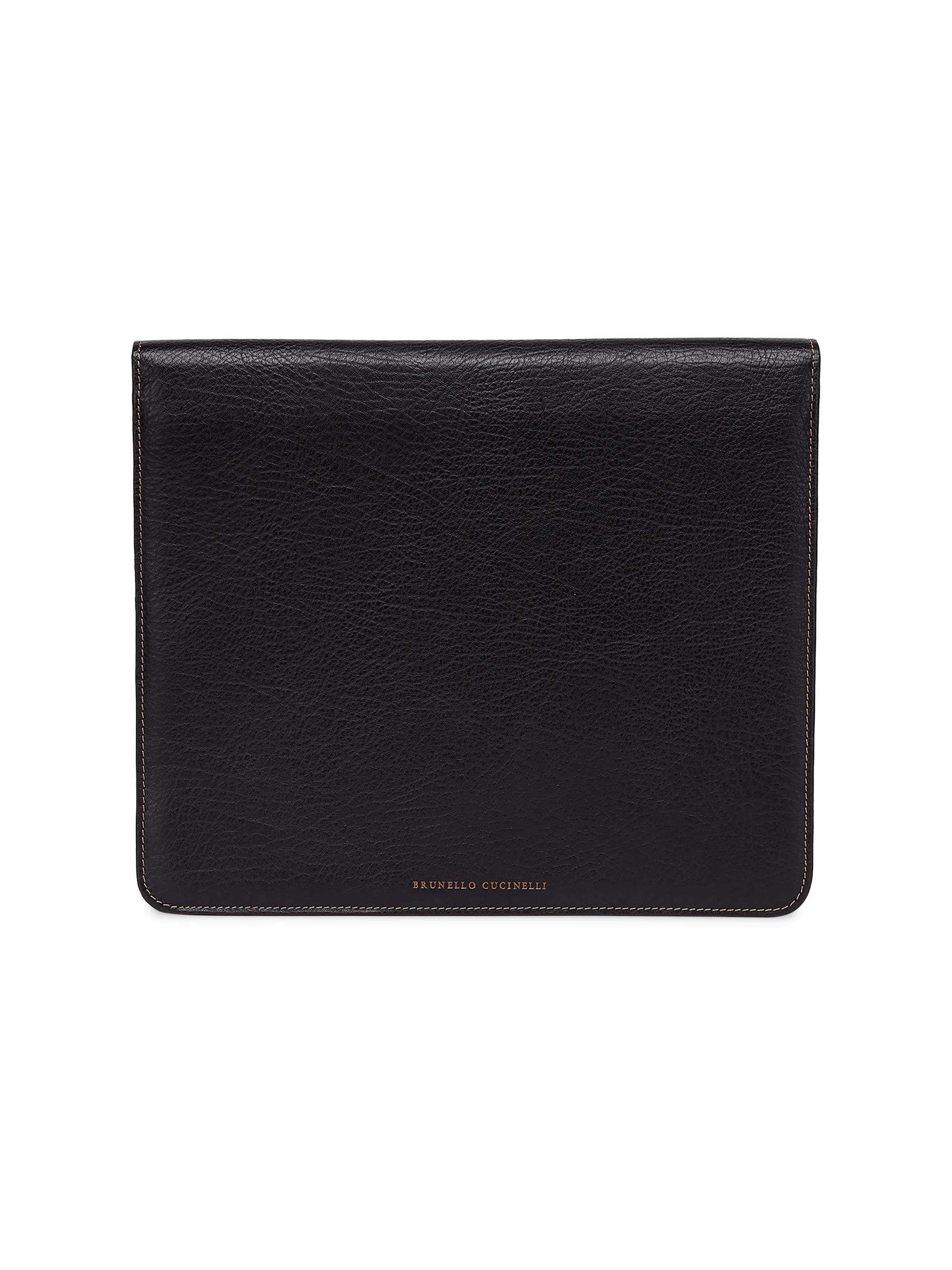 Brunello Cucinelli Men's Grained Calfskin Document Holder - Brown