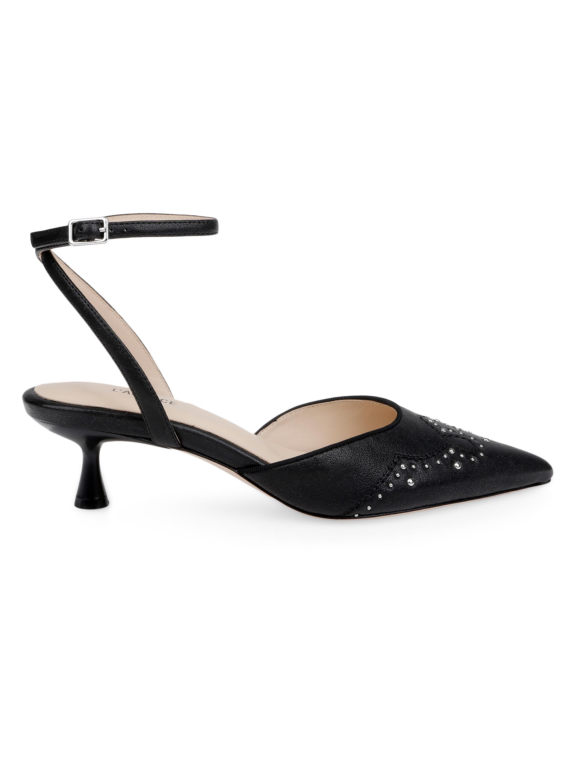 L'AGENCE Women's Liana 45MM Stud Leather Pumps - Black Leather