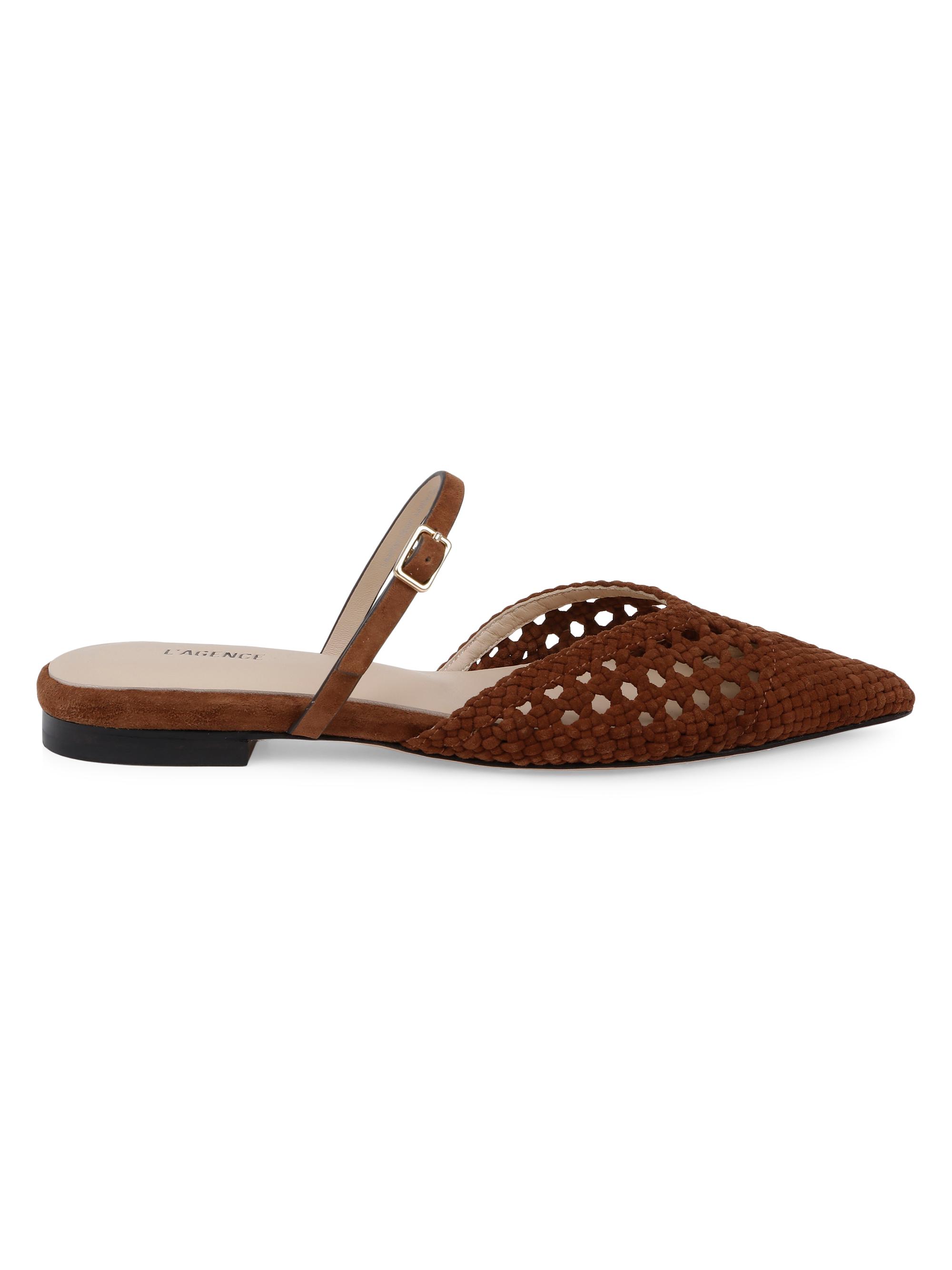 L'AGENCE Women's Jacklyn Suede Flat Sandals - Black Suede