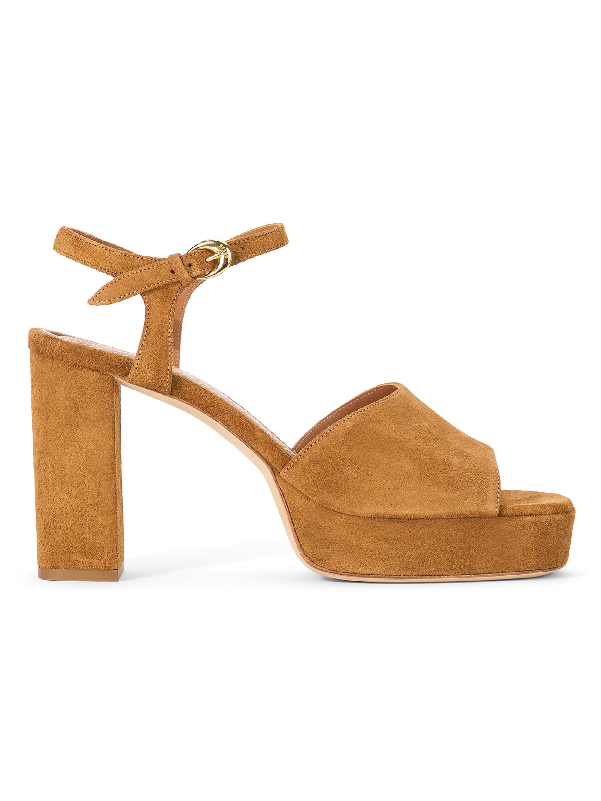 Staud Women's Jodie Suede 100MM Platform Heels - Tan