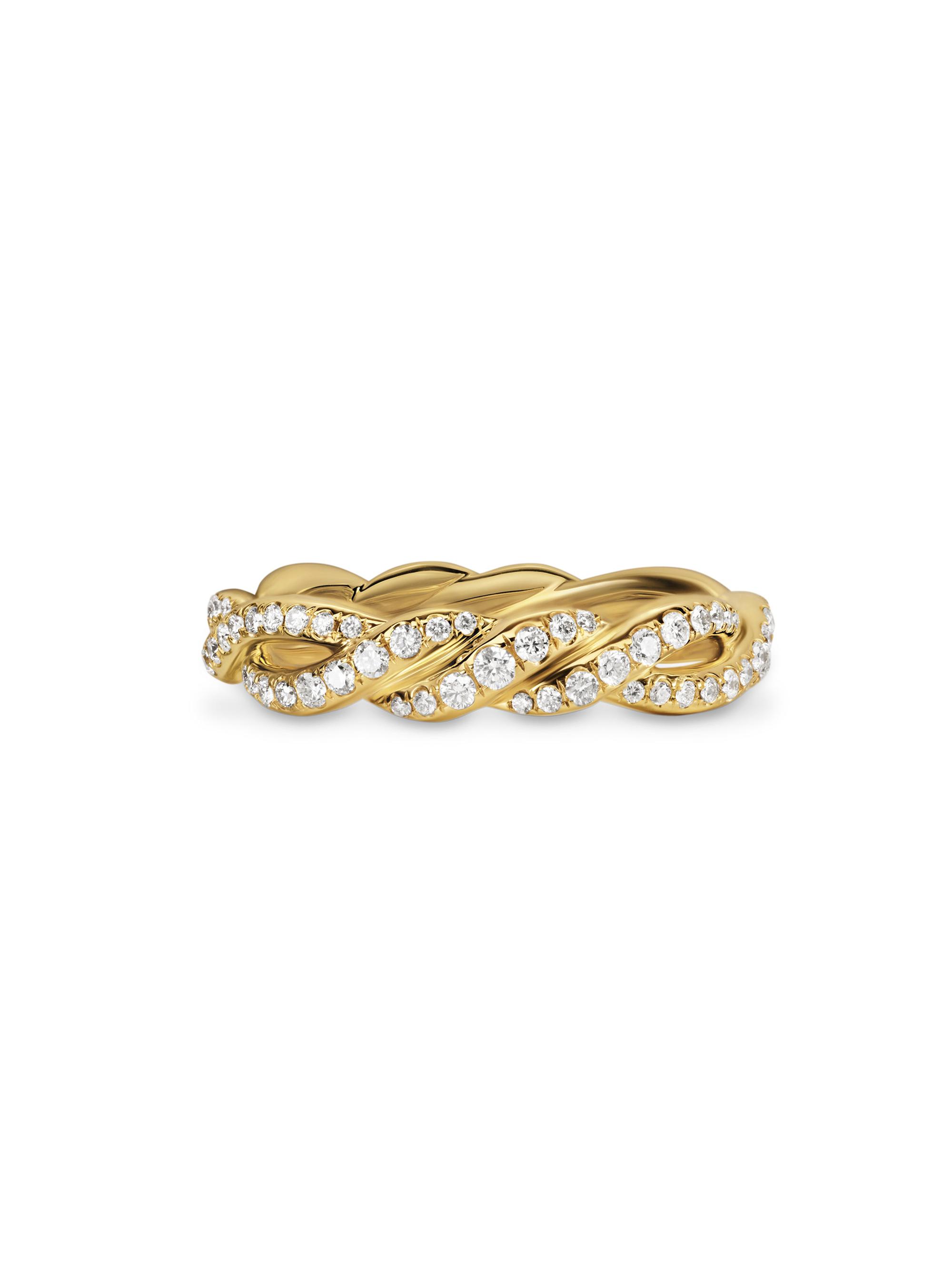 David Yurman Women's Wisteria Band Ring in 18K Yellow Gold - Diamond