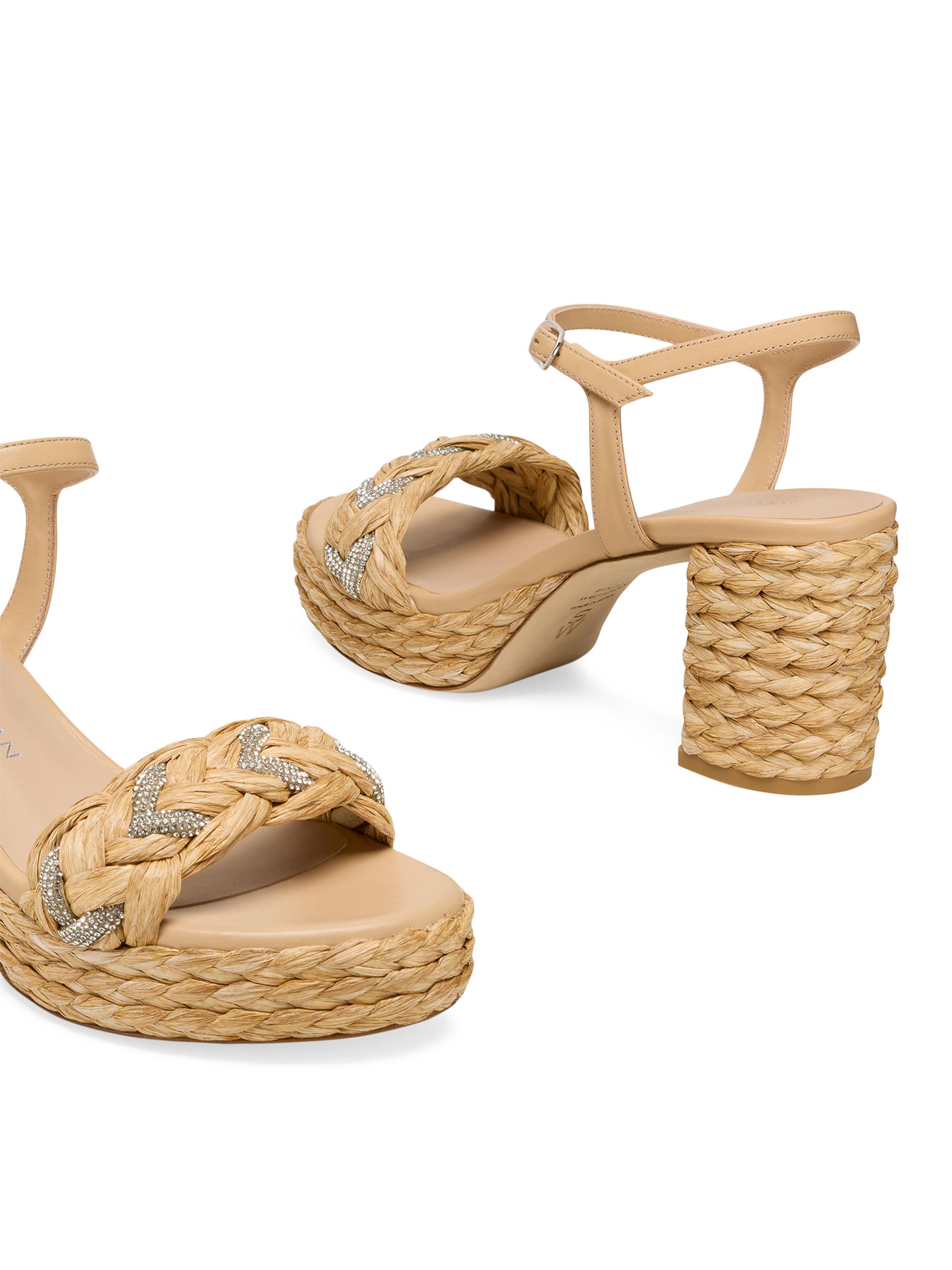 Stuart Weitzman Lana Raffia 80MM Platform Sandals Saks Fifth Avenue