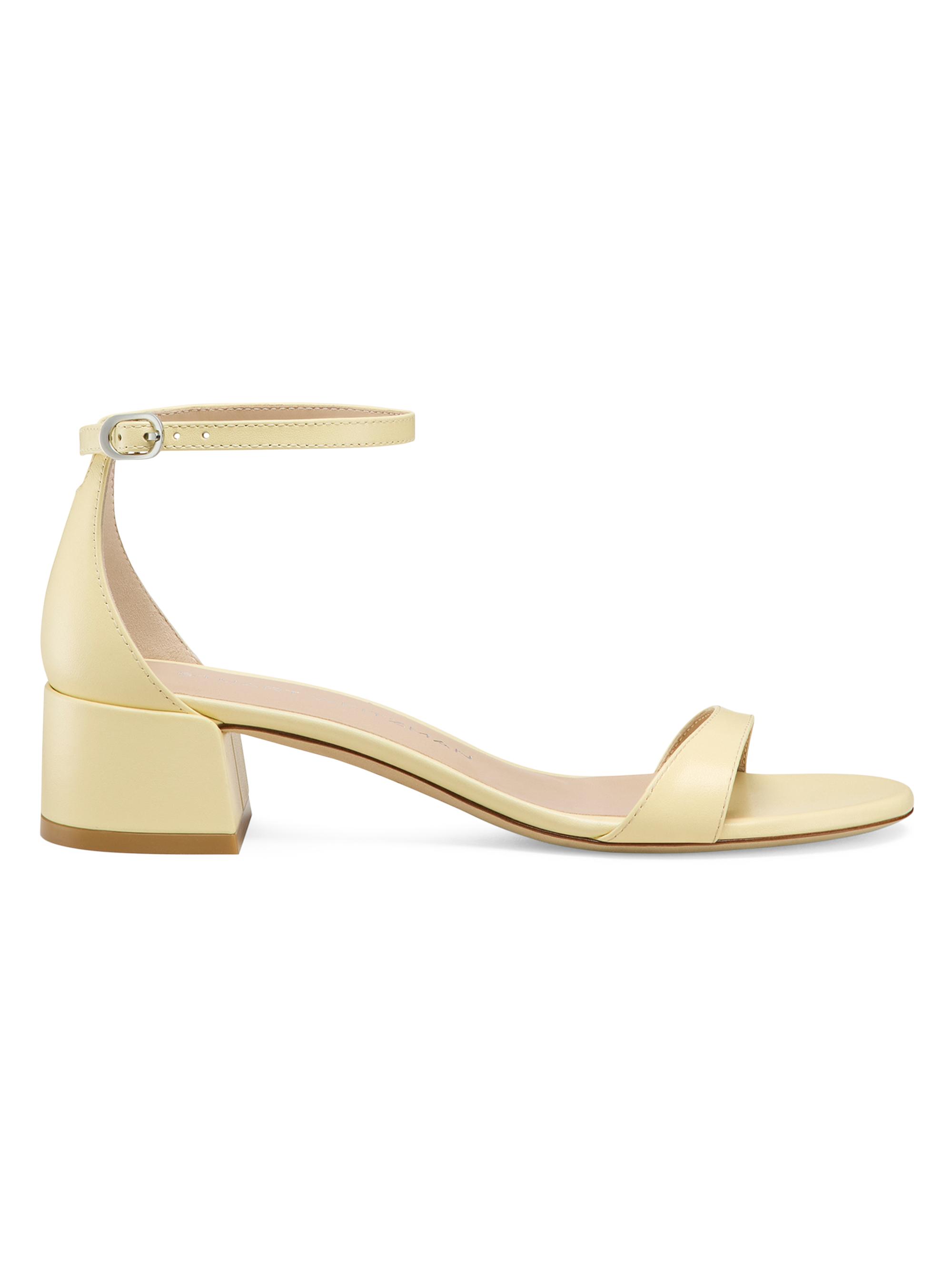 Stuart Weitzman Women's Nudist Leather 35MM Block Sandals - Brown