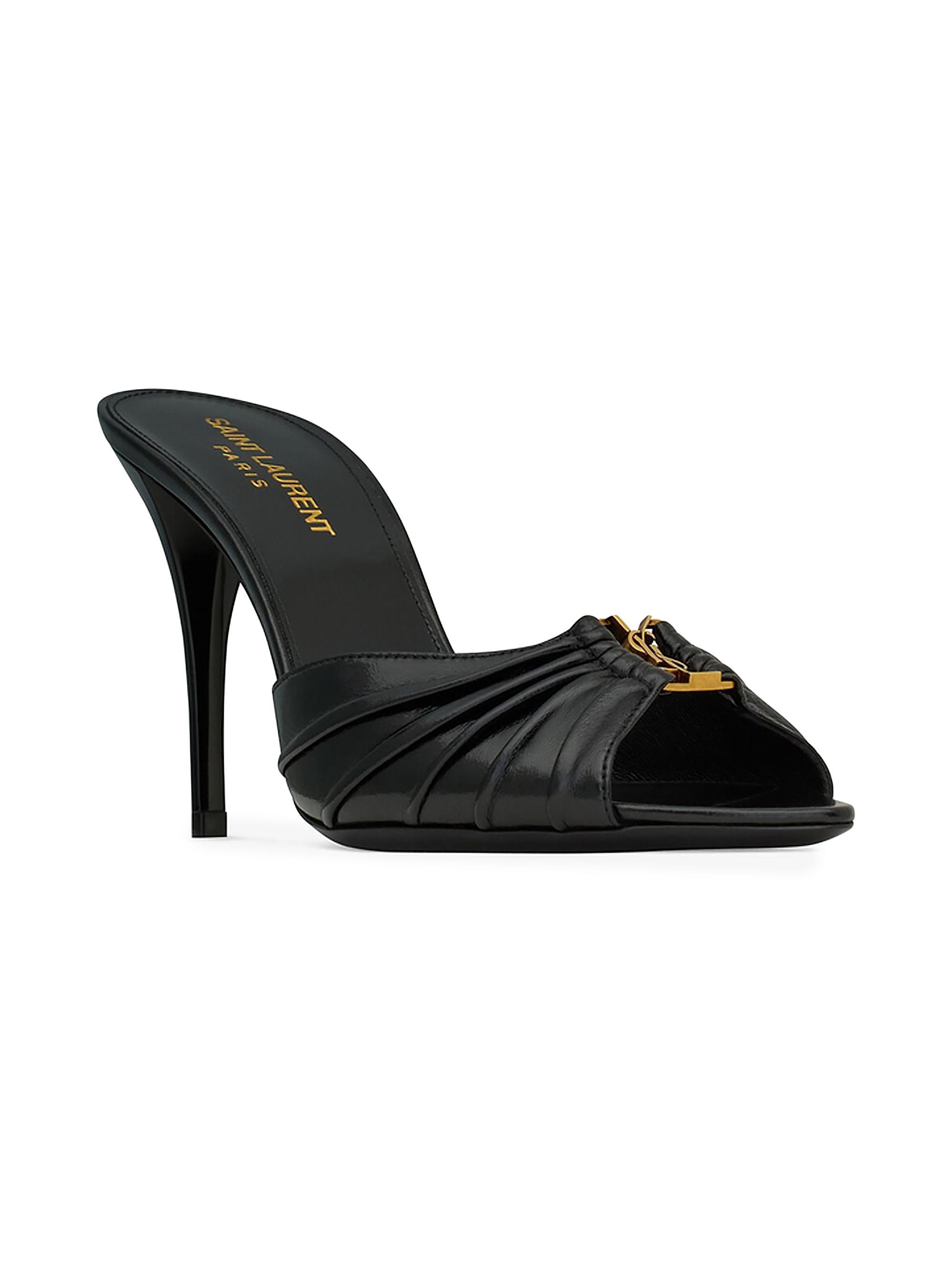 Saint Laurent Women's Babylone Mules in Smooth Leather - Black