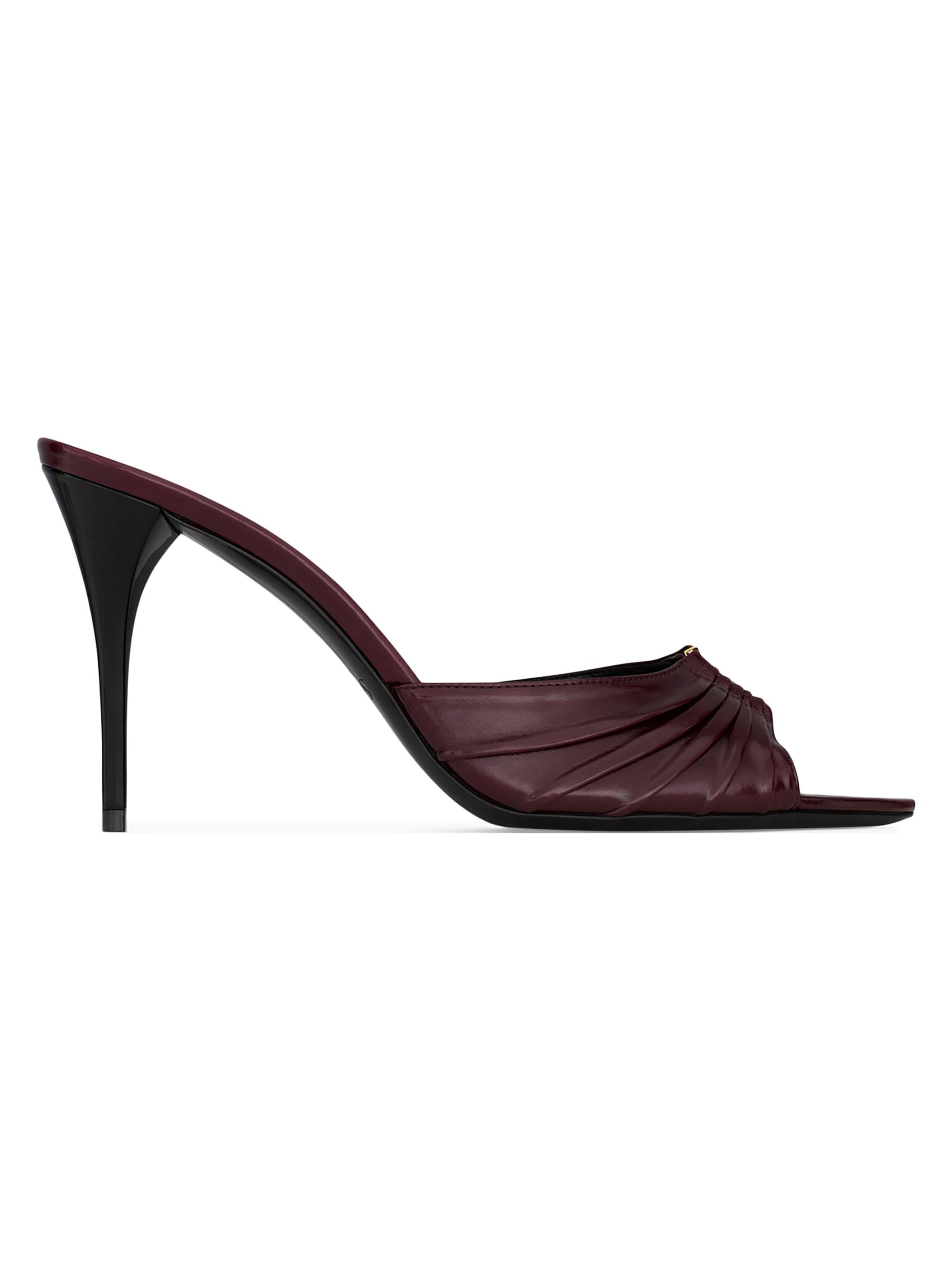 Saint Laurent Women's Babylone Mules in Smooth Leather - Bordeaux