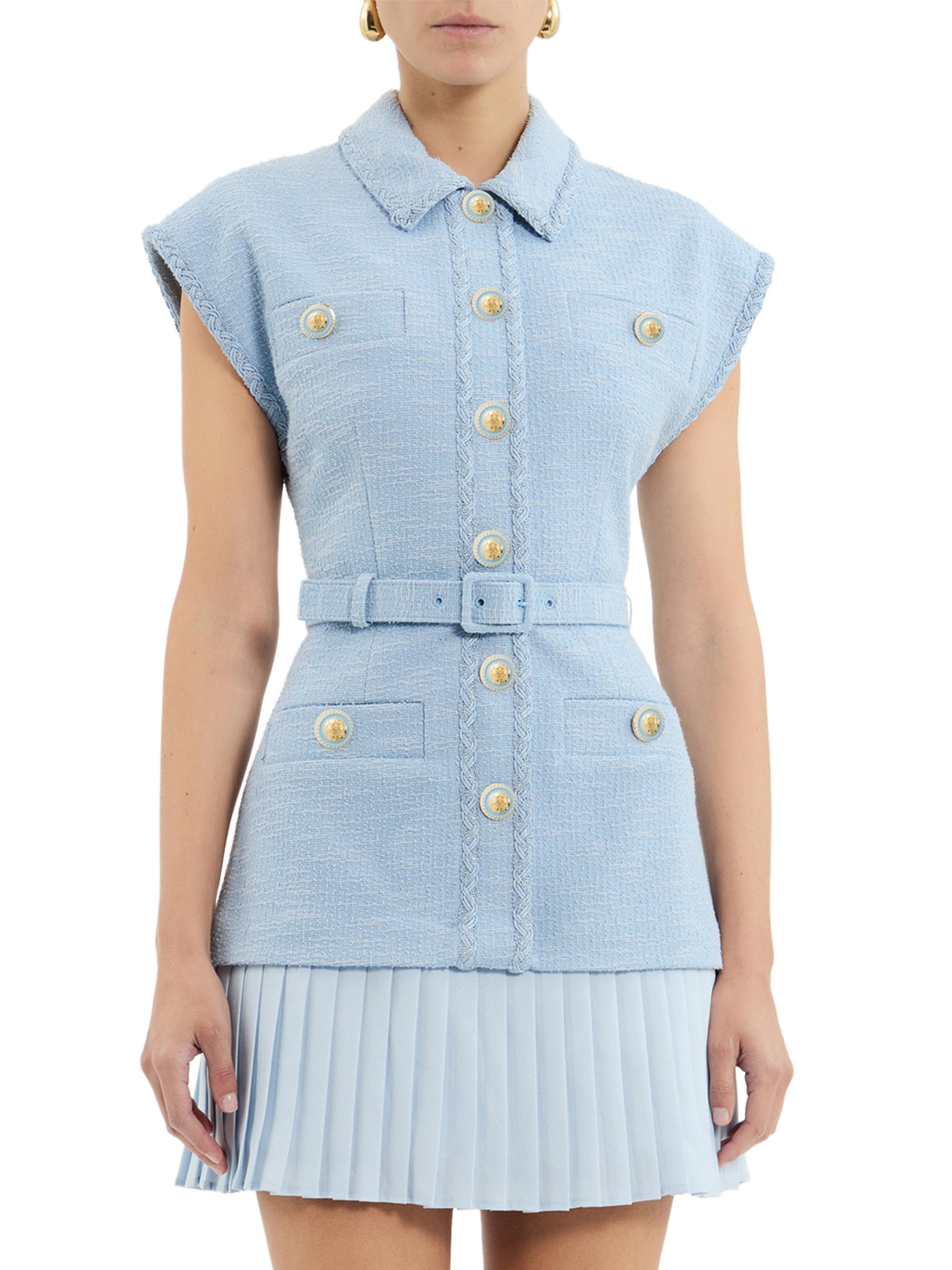 Rebecca Vallance Women's Jonie Belted Mixed-Media Minidress - Pale Blue