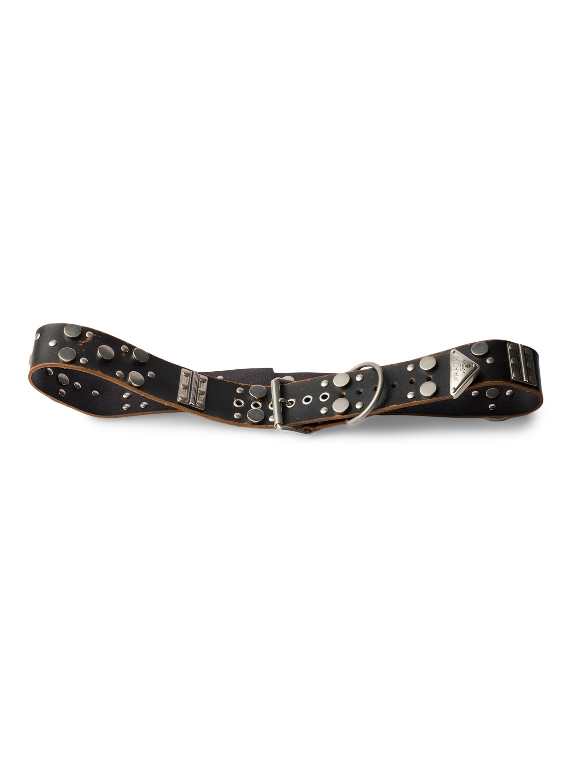 Prada Men's Studded Leather Belt - Black