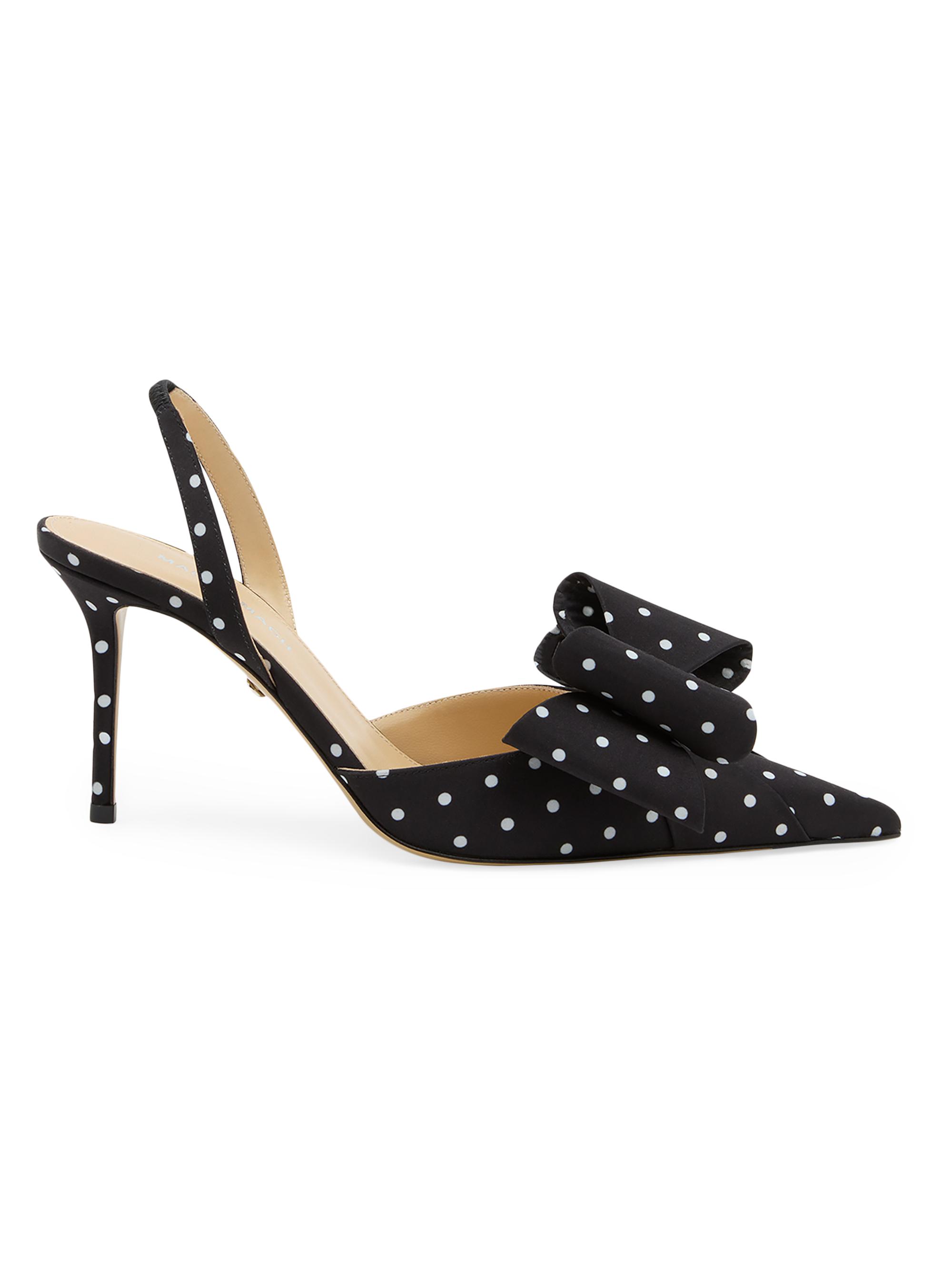 Mach & Mach Women's Le Cadeau 85MM Polka Dot Satin Slingback Pumps - Black White