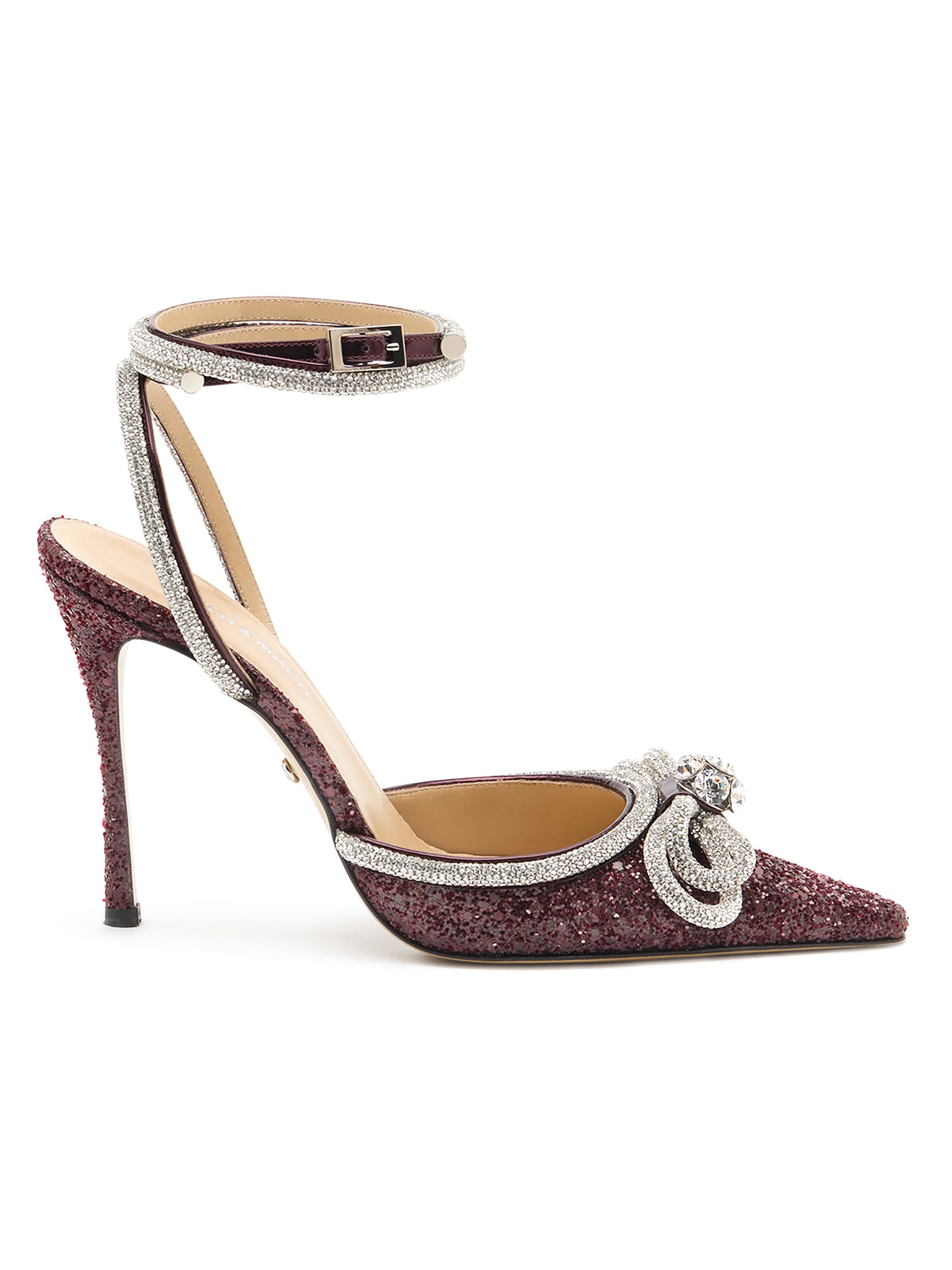 Mach & Mach Women's 5MM Embellished Glitter Satin Pumps - Bordeaux