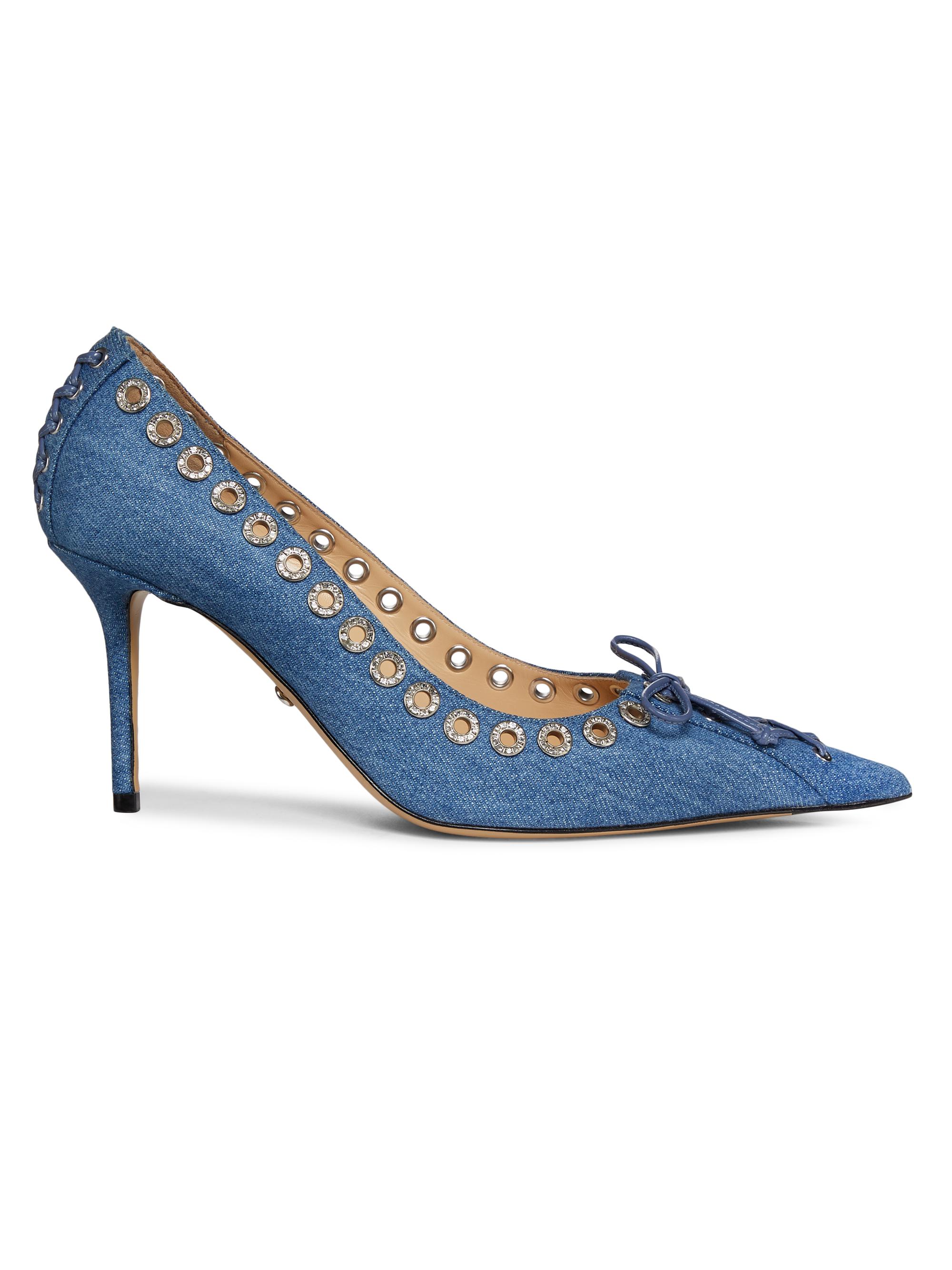 Mach & Mach Women's 85MM Eyelet Denim Pumps - Blue