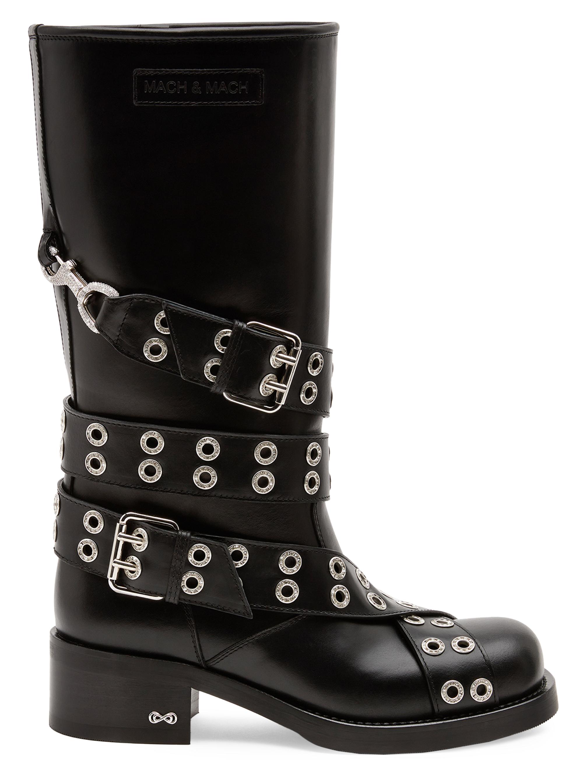mocigoma♡ Moschino 40MM Zip-Front Leather Boots | Saks Fifth Avenue