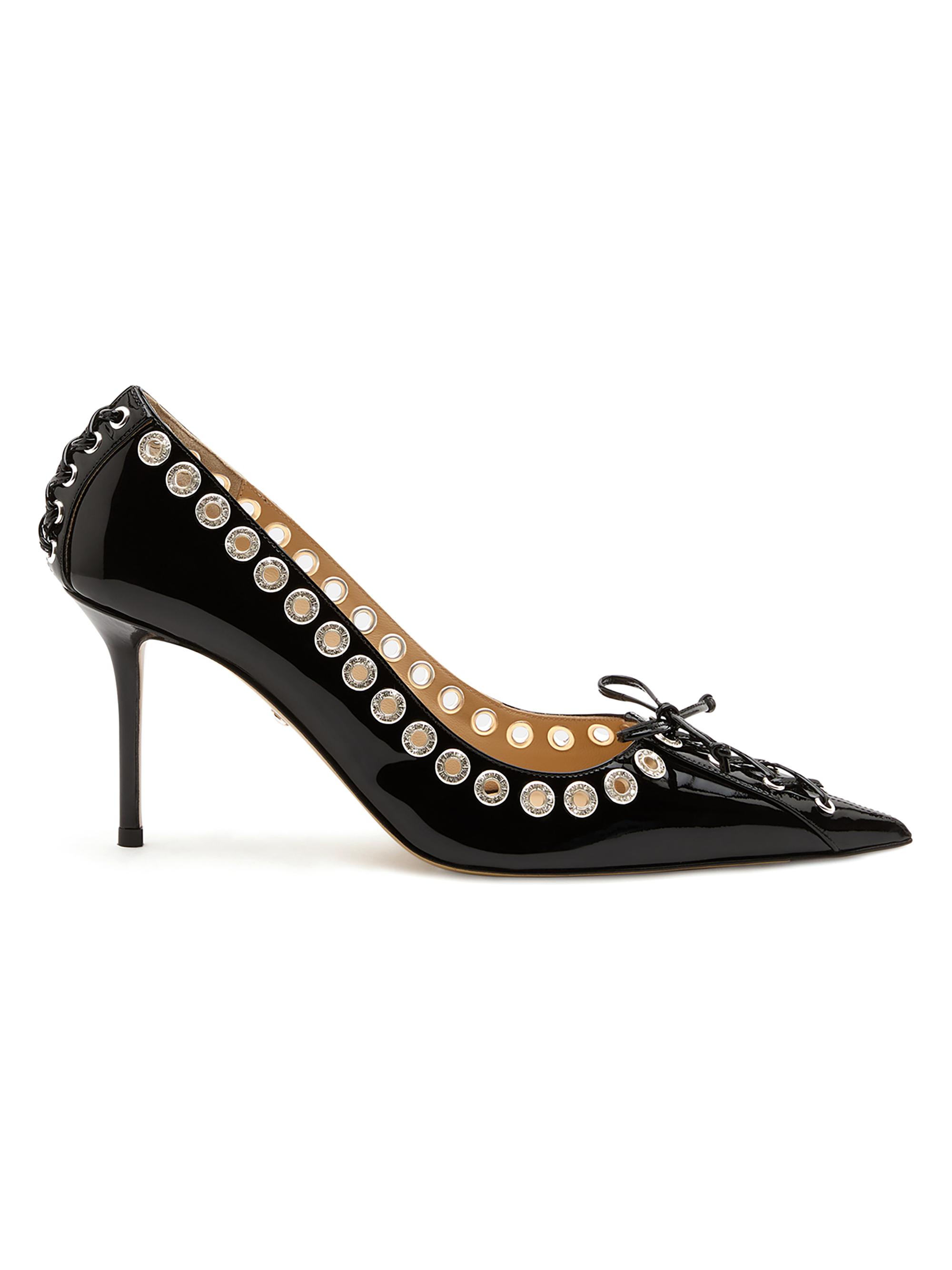 Mach & Mach Women's Embellished Corset Patent Leather Pumps - Black