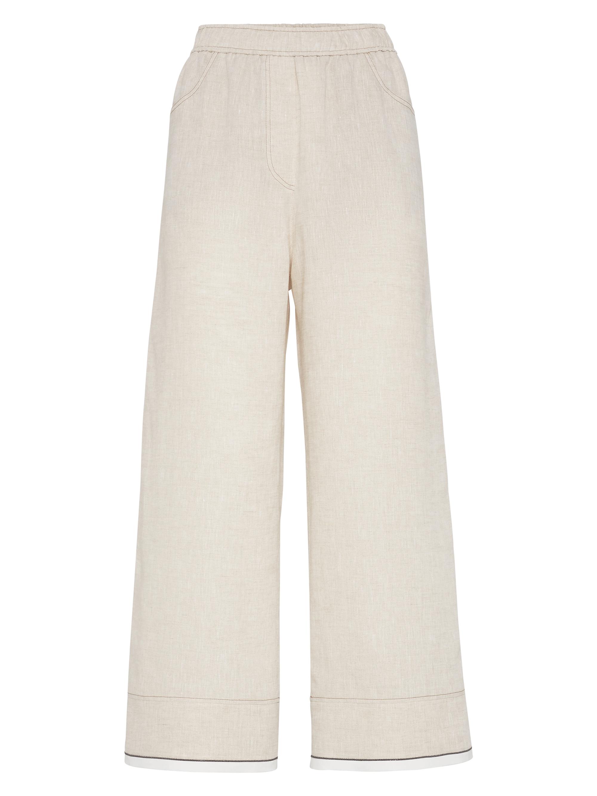 Brunello Cucinelli Women's Linen Baggy Cropped Trousers - Yuta