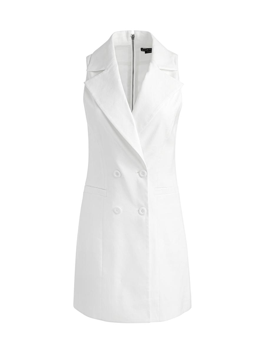Alice And Olivia Women's Meritt Linen-blend Tuxedo Minidress In White