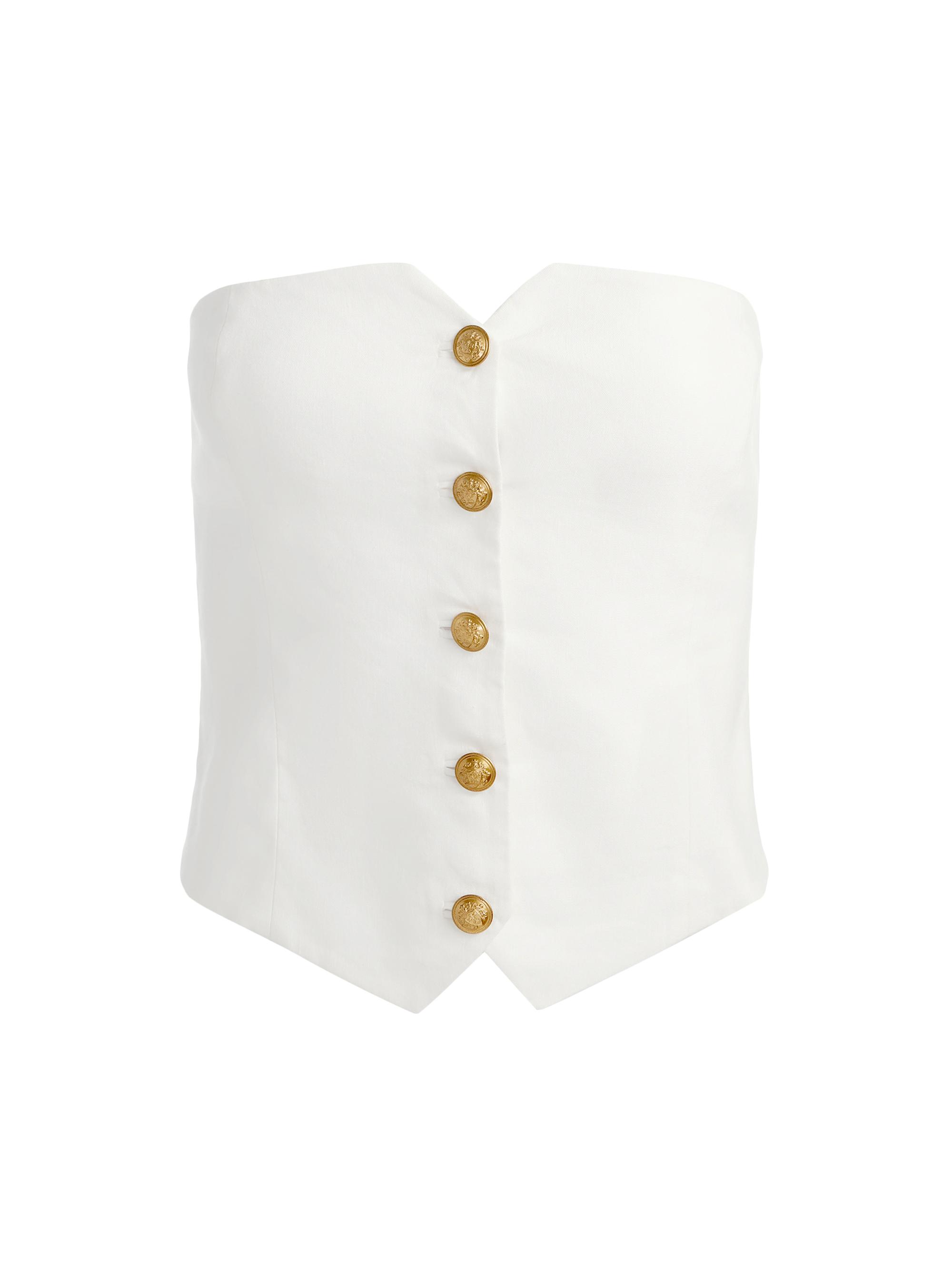 Alice + Olivia Women's Kelcey Strapless Button-Front Top - Off White