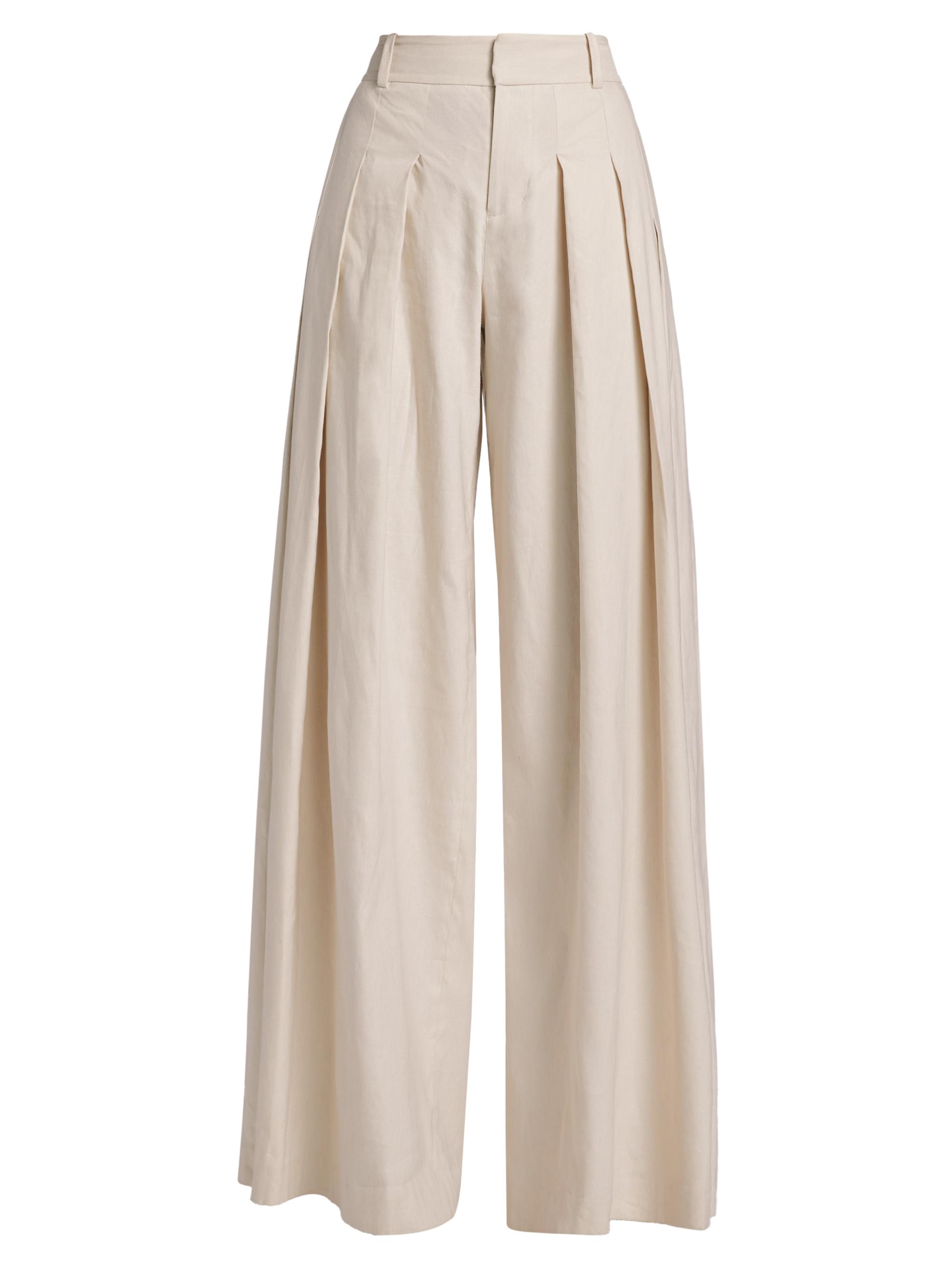 Alice + Olivia Women's Simon Linen-Blend Wide Leg Pants - Oatmeal