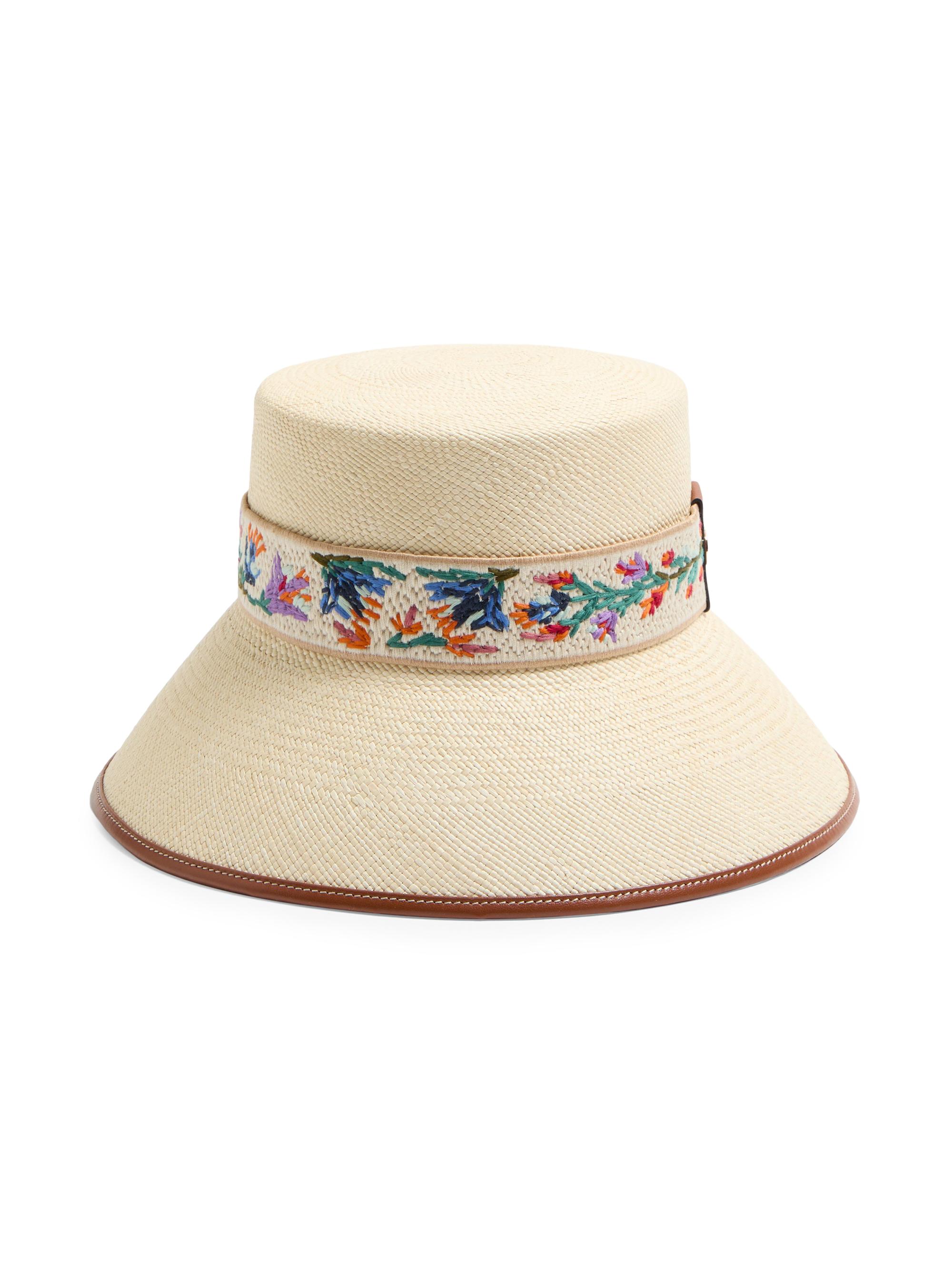 Valentino Garavani Women's Antibes Straw Bucket Hat - Natural Saddle Brown