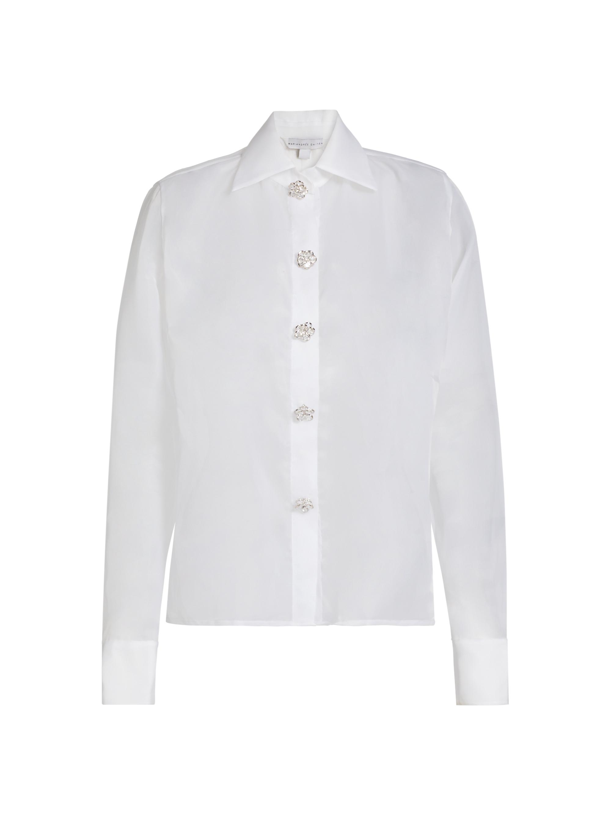 Mariandree Gaitan Women's Laura Embellished Organza Blouse - White