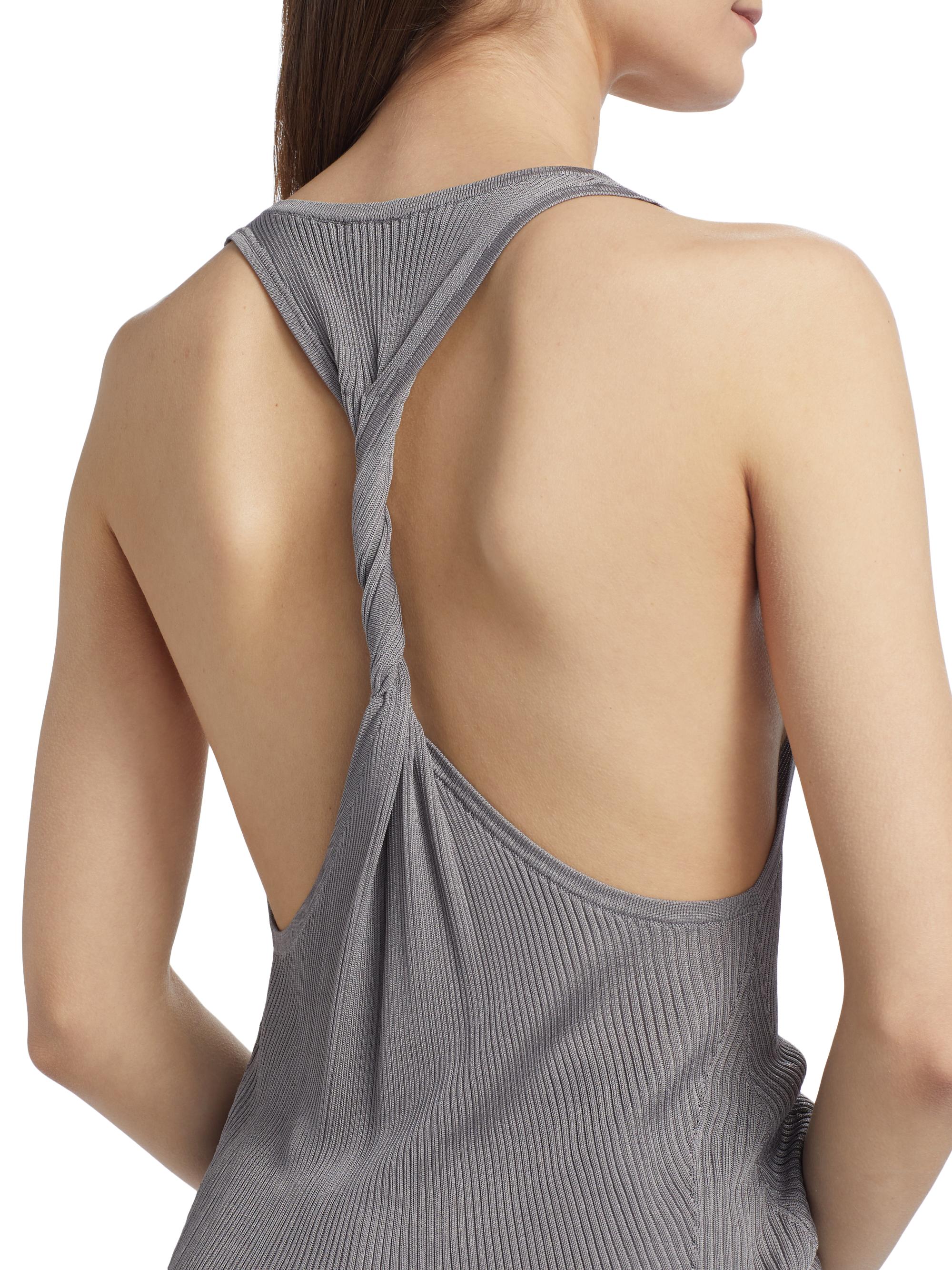 Helmut Lang Rib-Knit Twist-Back Tank | Saks Fifth Avenue