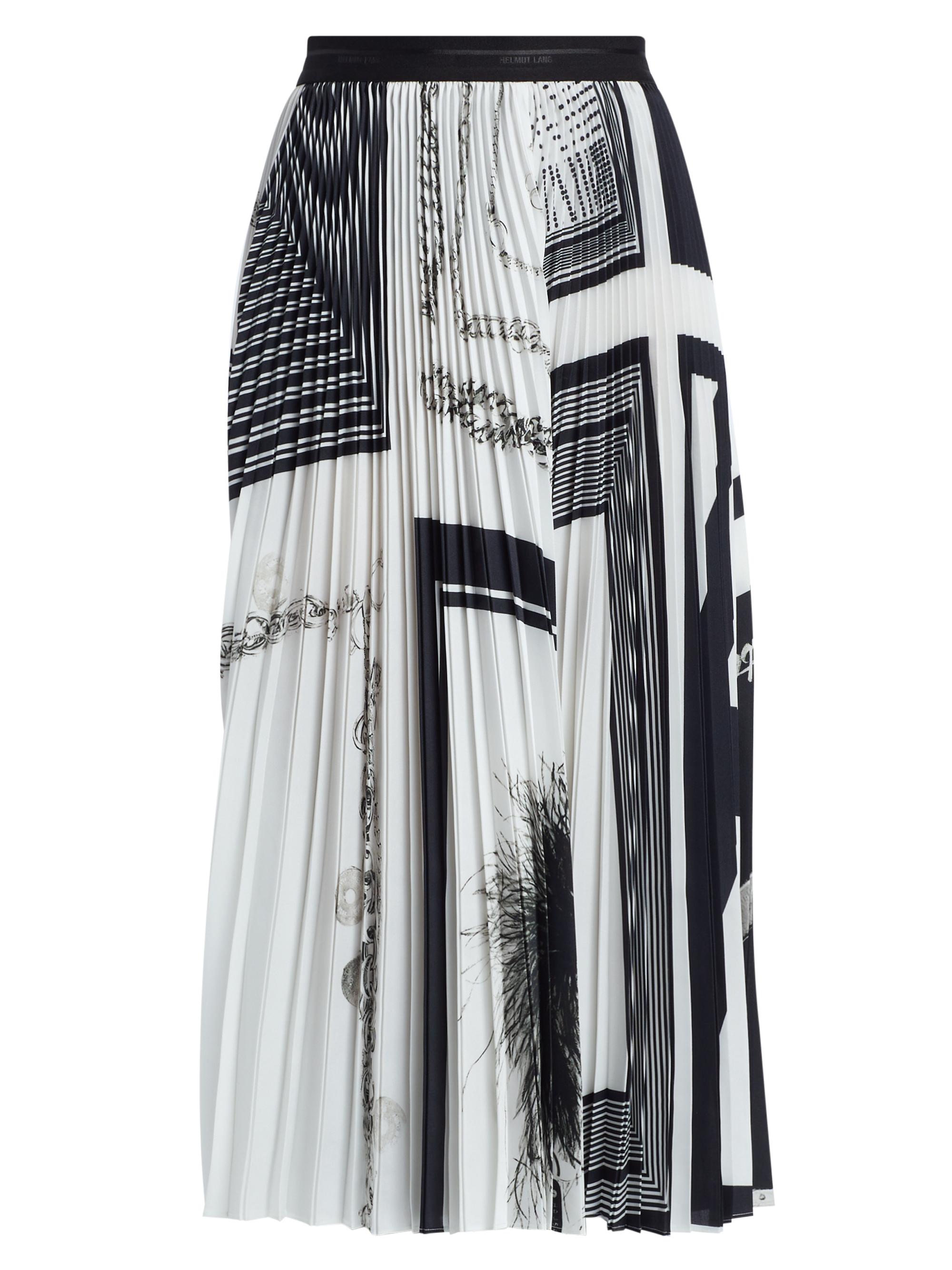 Helmut Lang Women's Pleated Twill Midi-Skirt - Black White