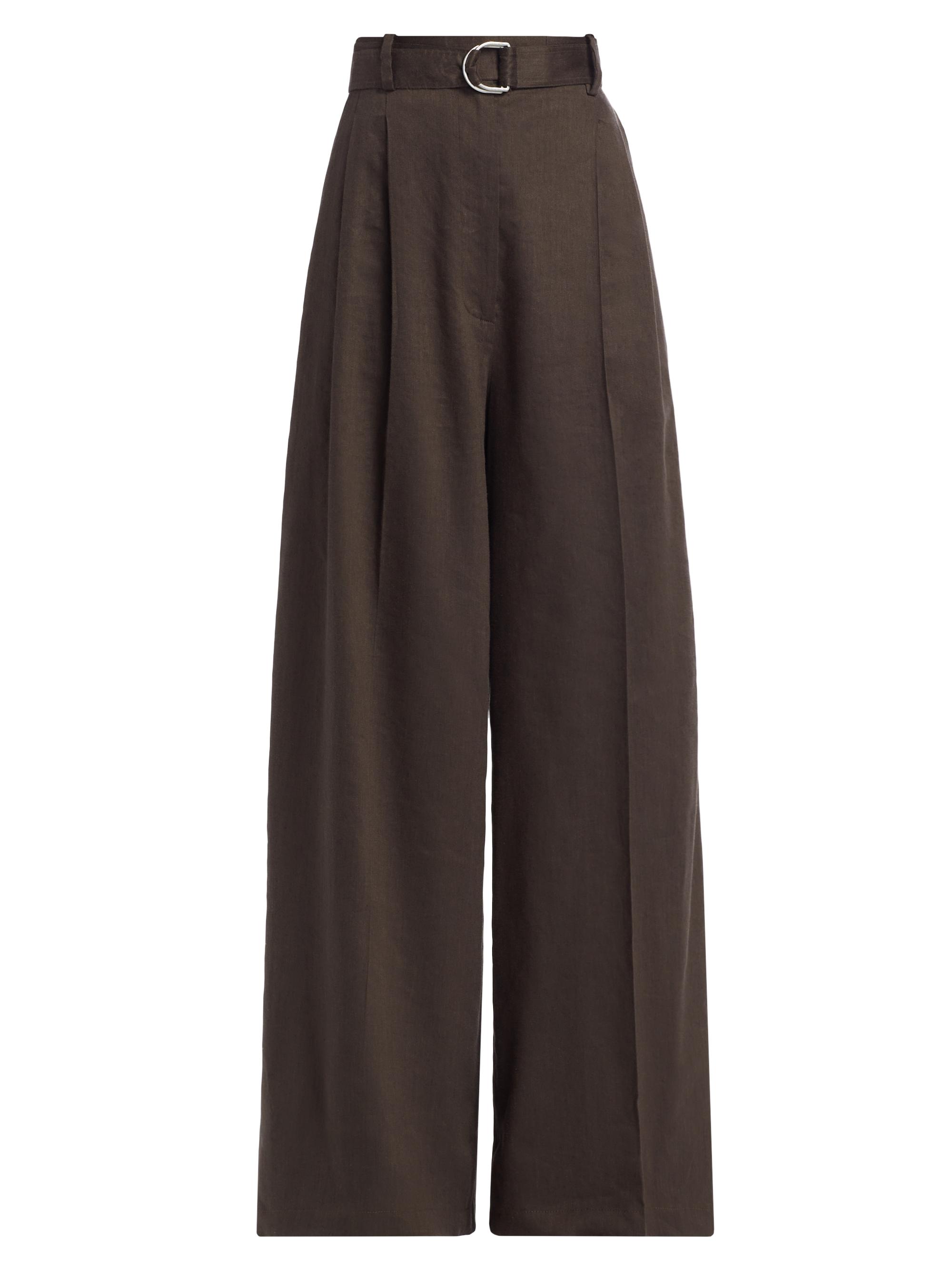 Helmut Lang Women's Linen-Blend Pleated Trousers - Espresso