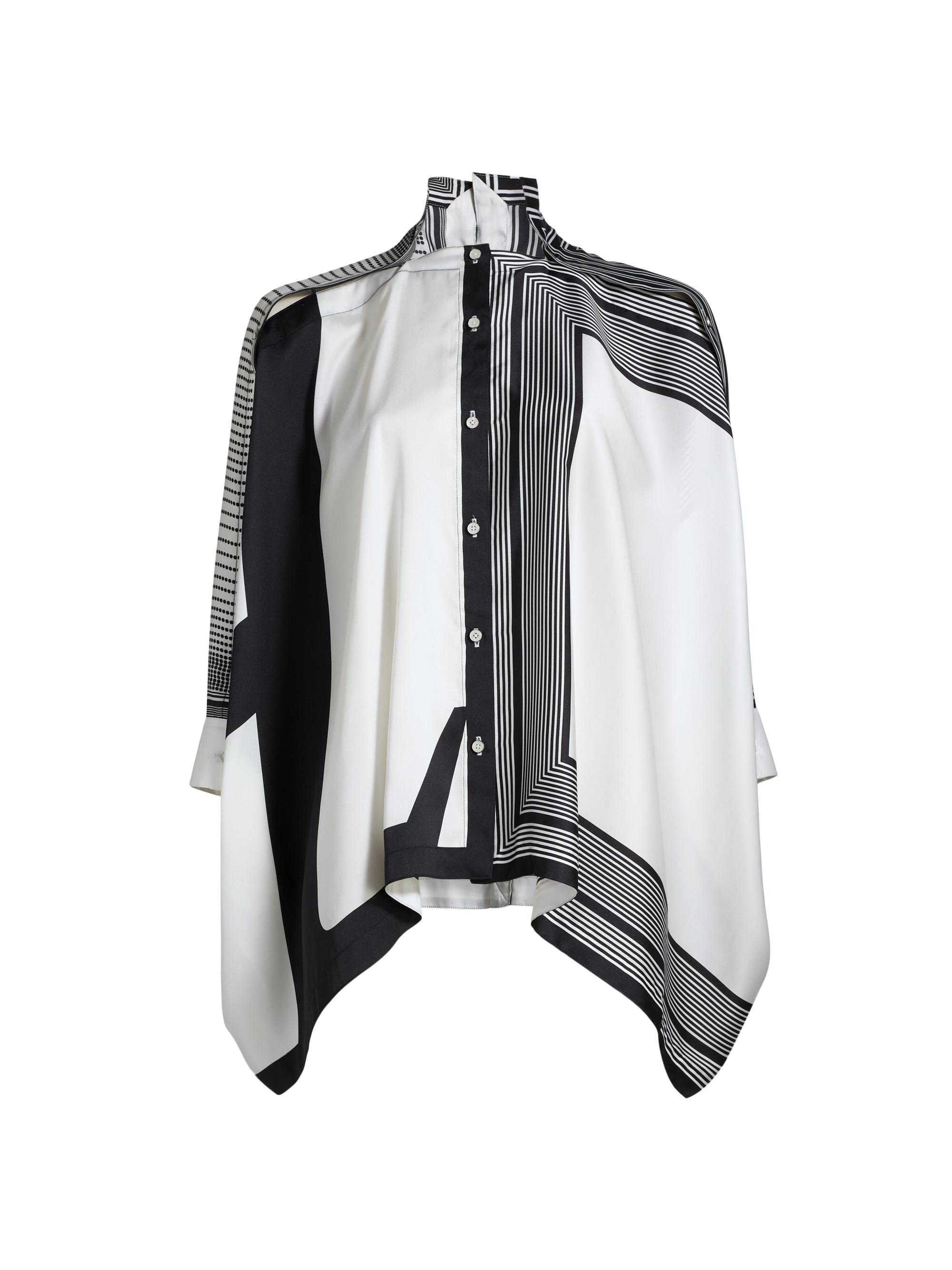 Helmut Lang Women's Four-Scarf Twill Button-Front Top - Black White