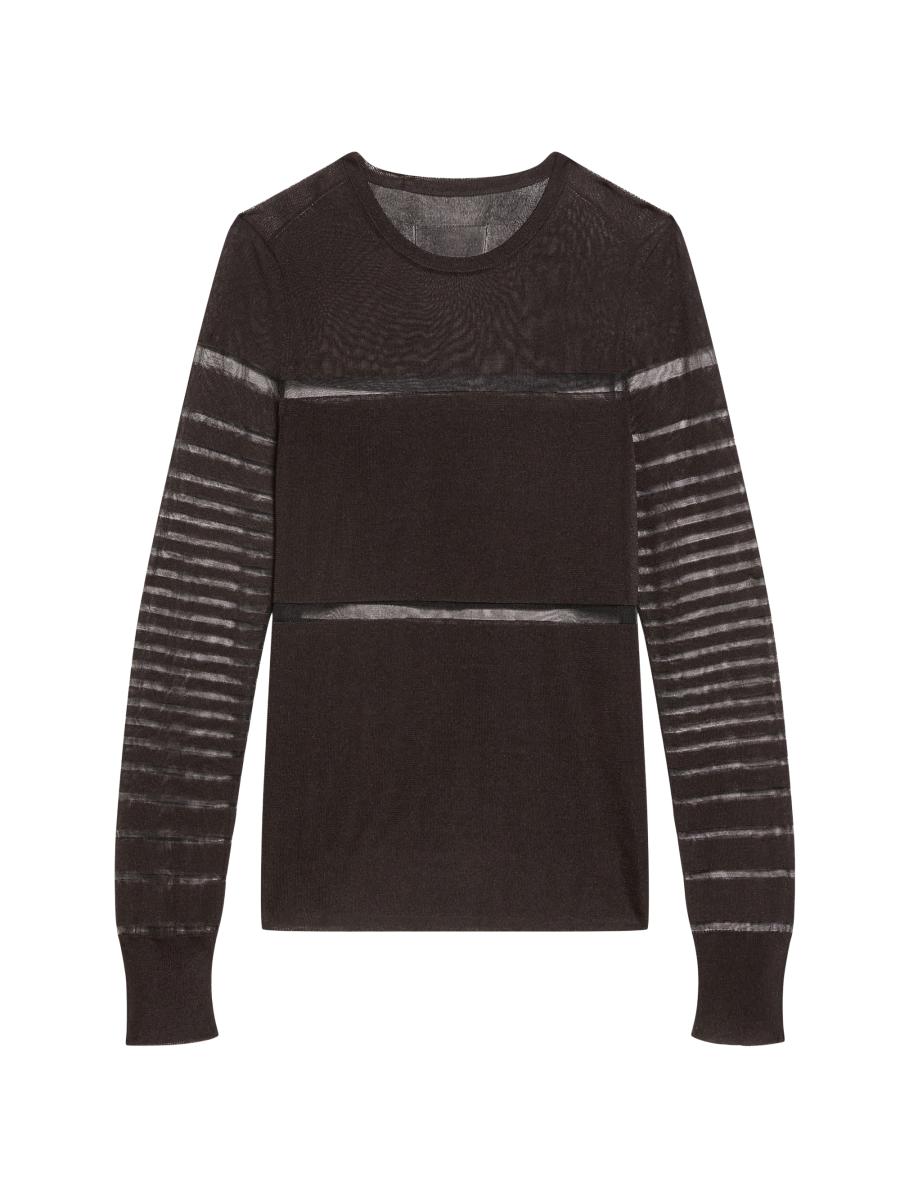Helmut Lang Spaced Sheer Knit Long-Sleeve Top | Saks Fifth Avenue