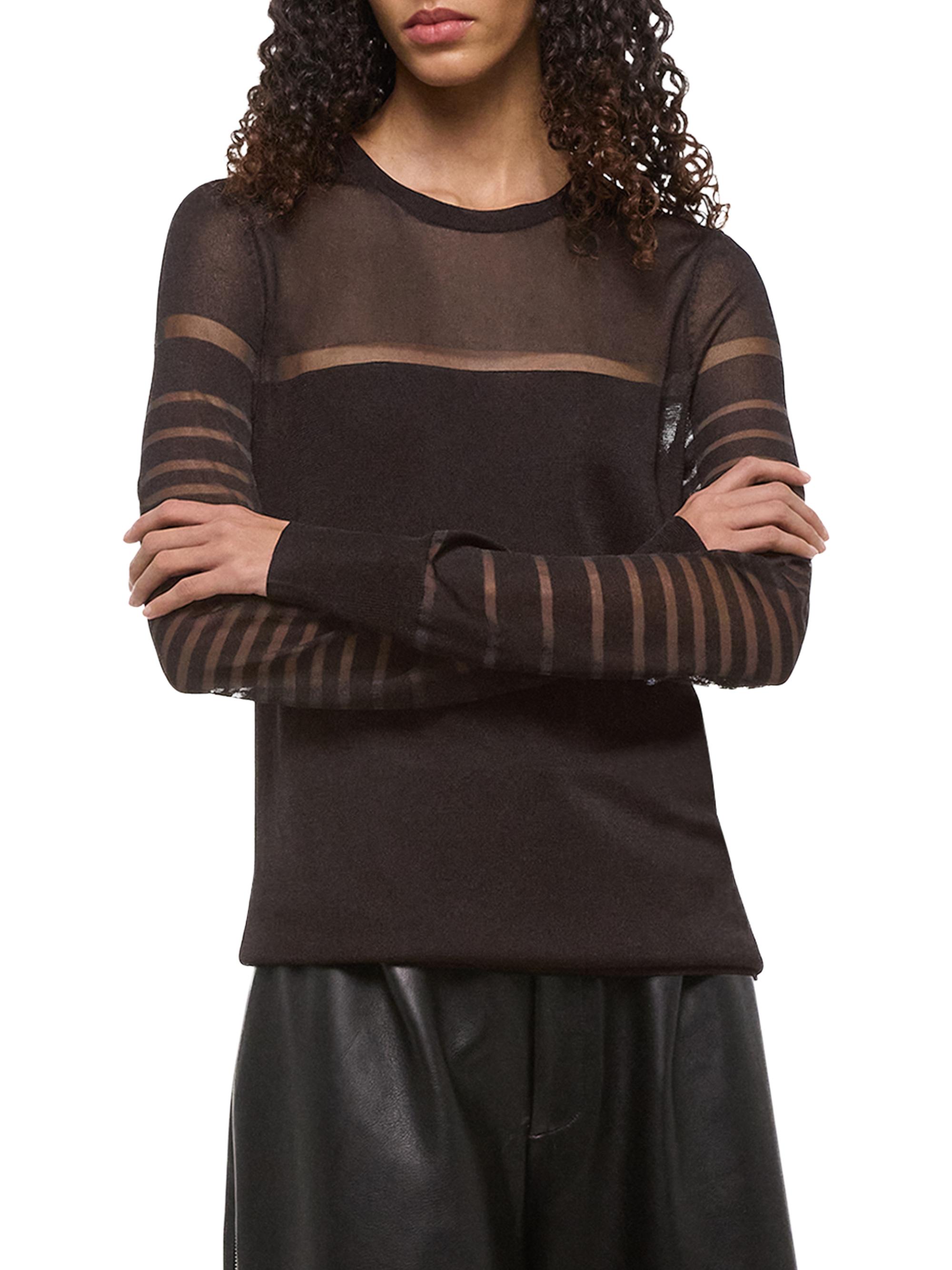 Helmut Lang Spaced Sheer Knit Long-Sleeve Top | Saks Fifth Avenue
