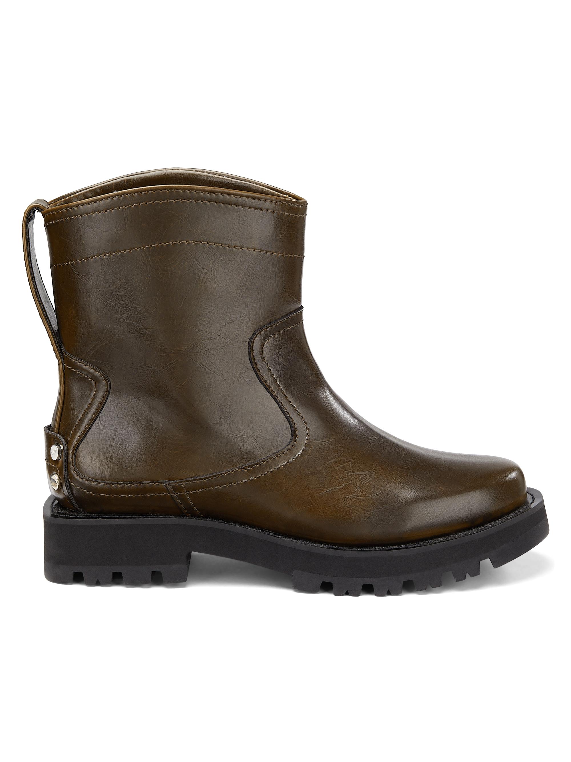 Ganni Women's Studs Crinkle Faux-Leather High Boots - Dark Olive | Thumbnail 7