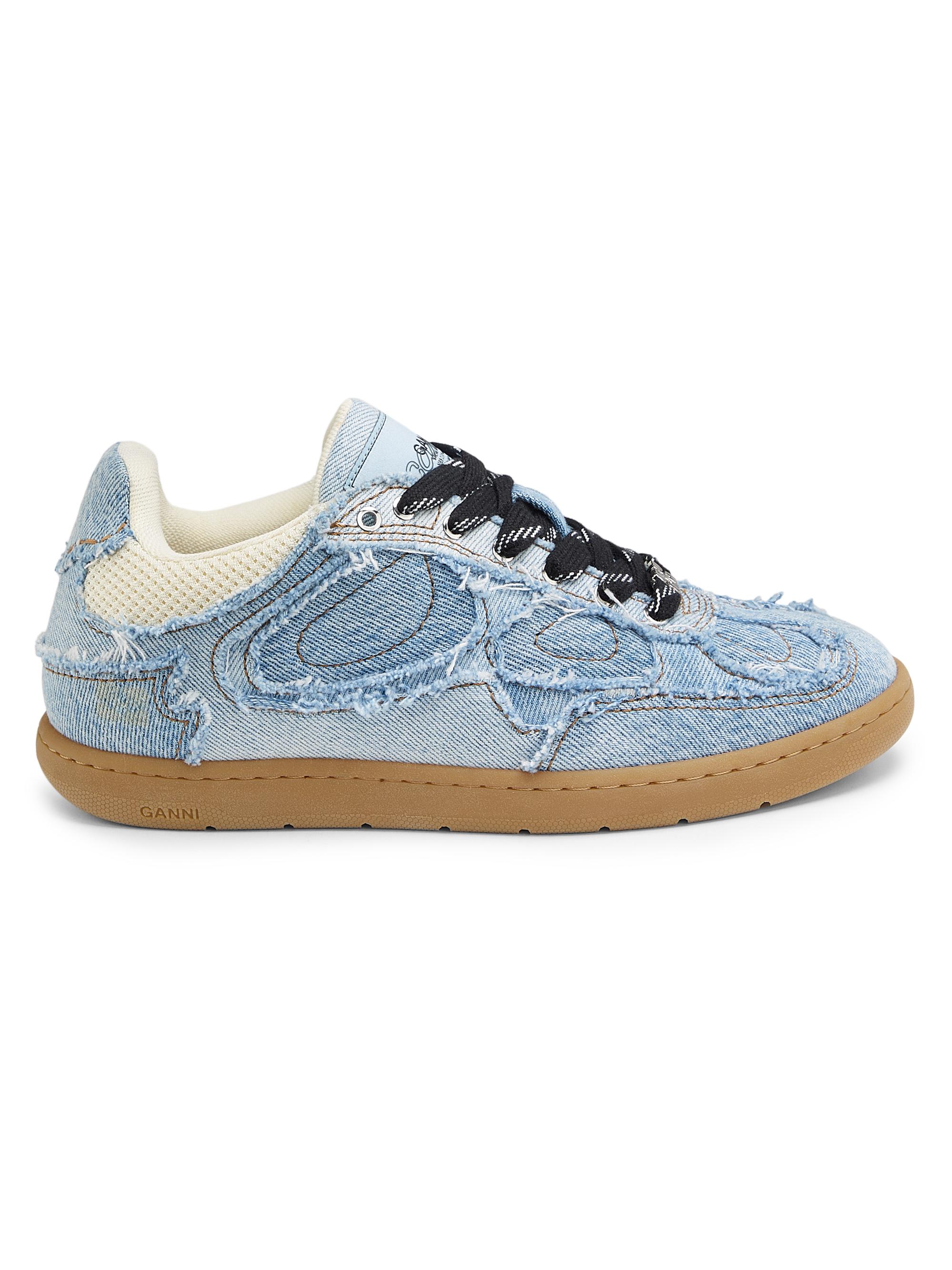 Ganni Women's 08 Denim Raw Edge Sneakers - Light Blue Vintage