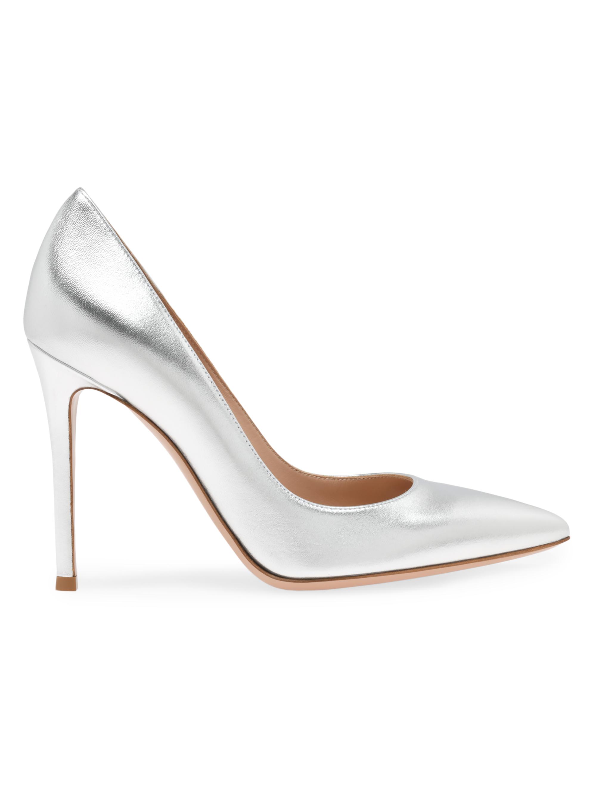 Gianvito Rossi Women's 105MM Metallic Leather Pumps - Silver